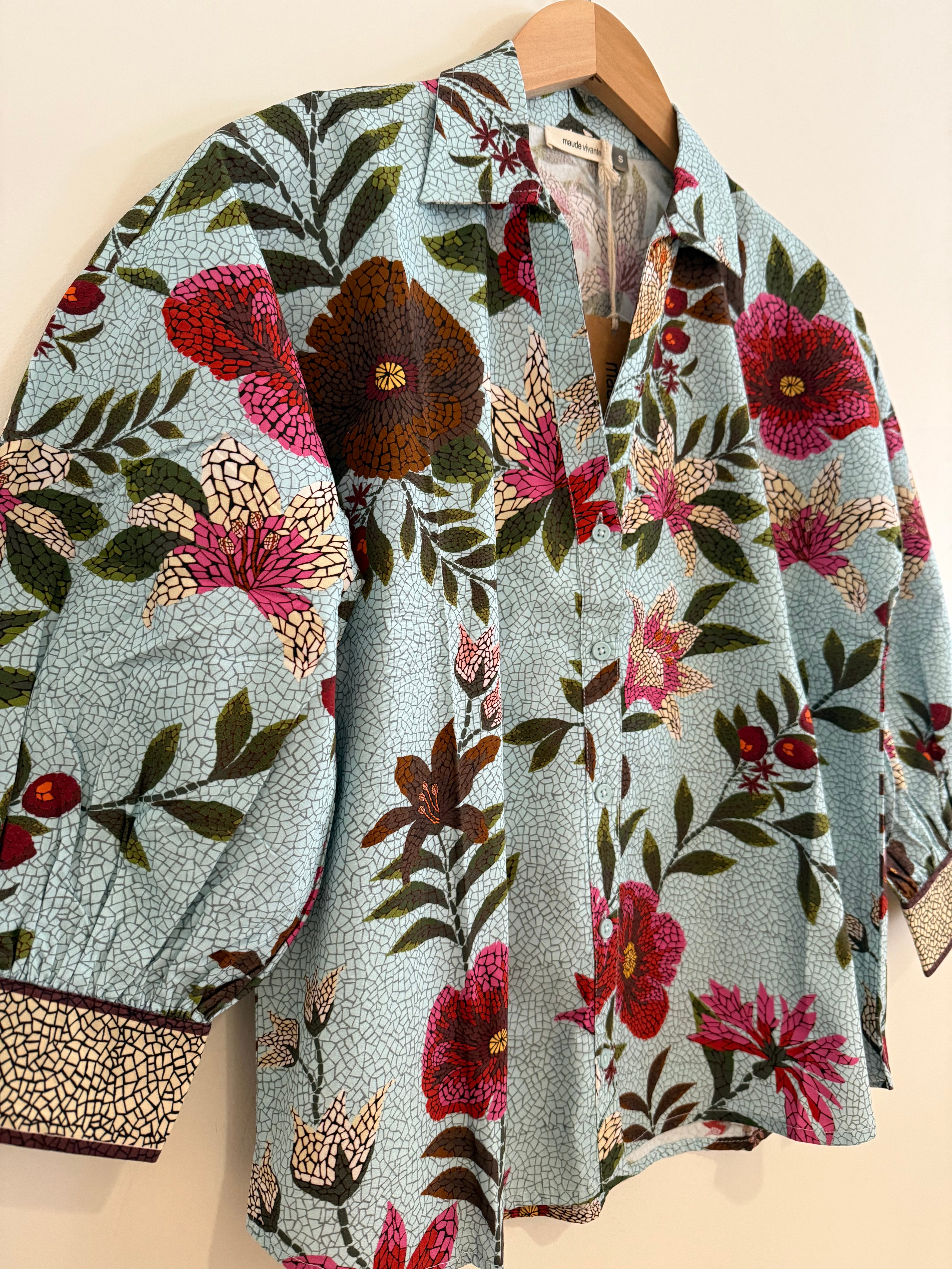 Maude Vivant Button Front Top Opal Mosaics