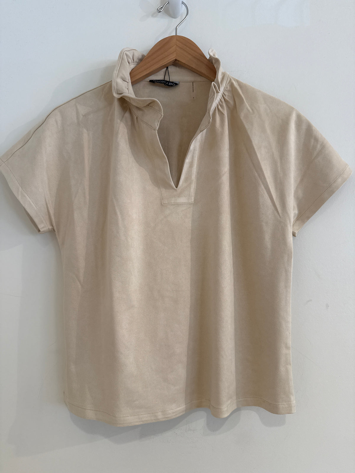 Dolce Cabo Ruffle Collar Shirt Suede