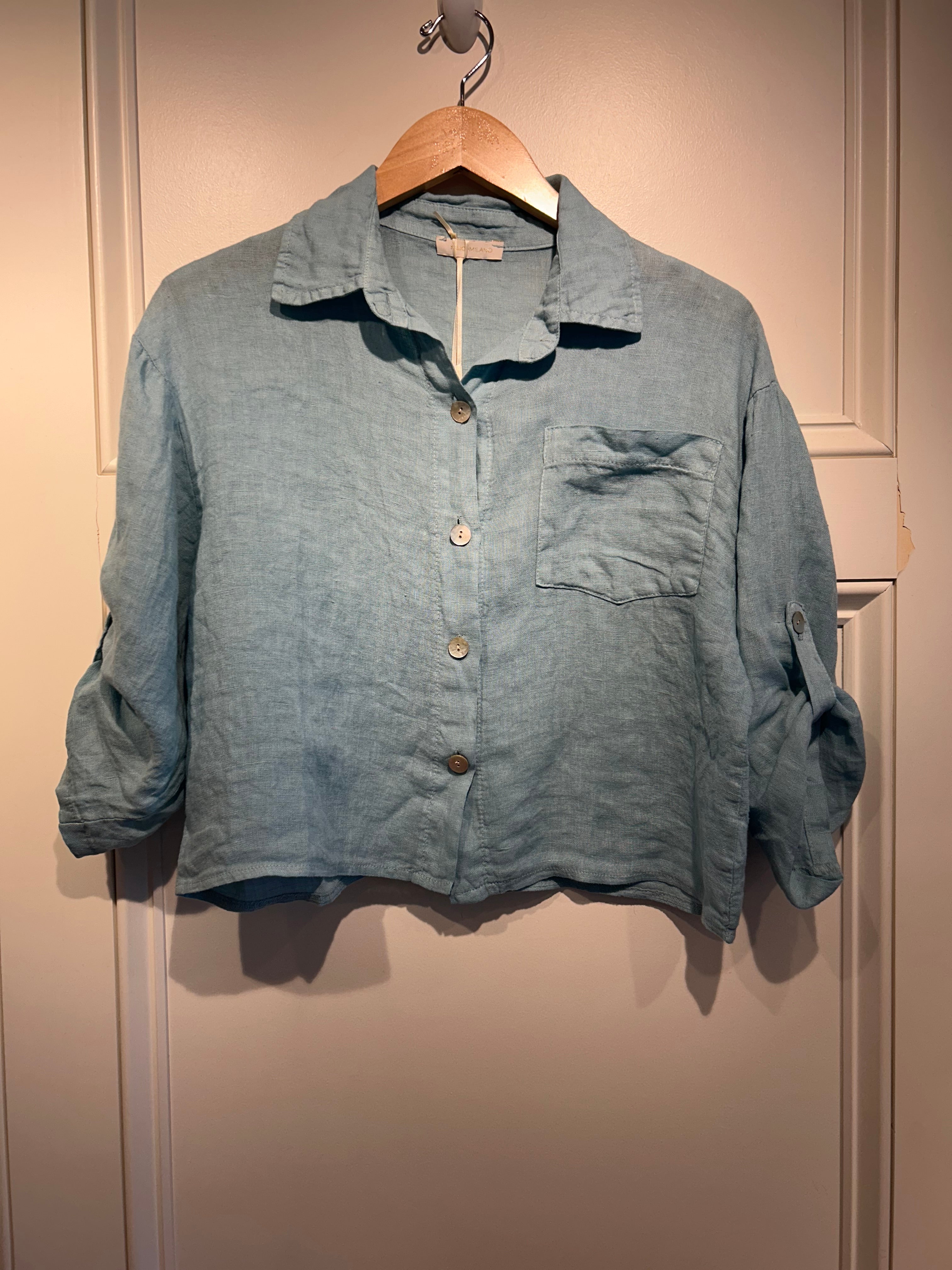Milio Milano Linen Top Blue