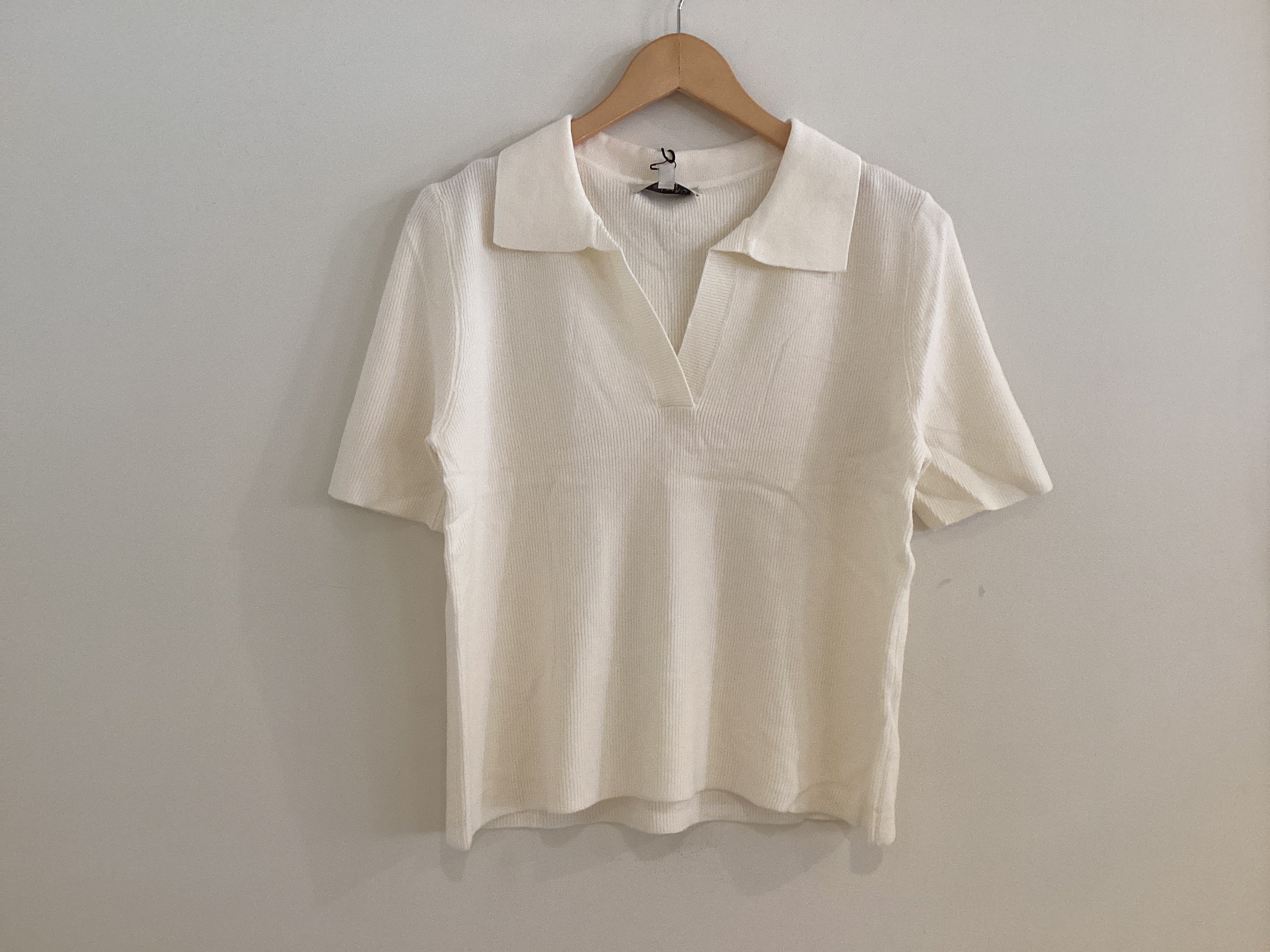 RR Ribbed Short Sleeve Polo Sweater
