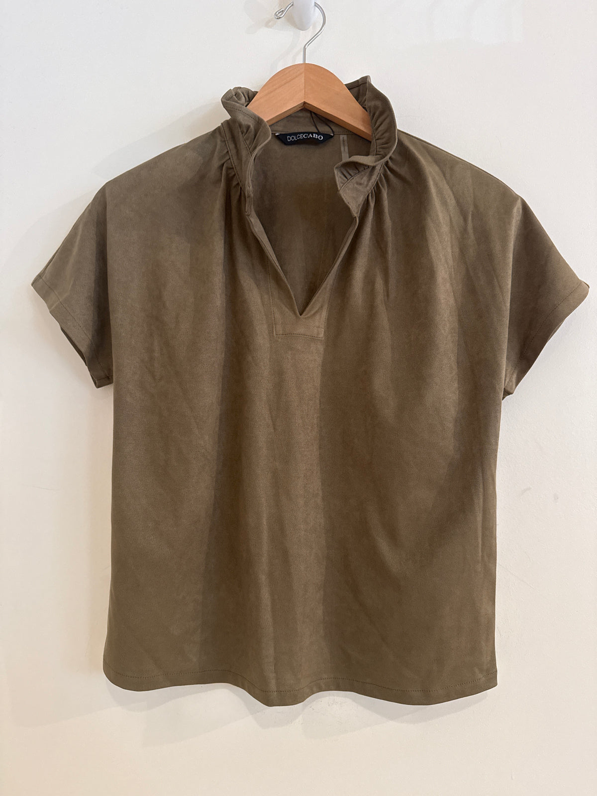 Dolce Cabo Ruffle Collar Shirt Suede