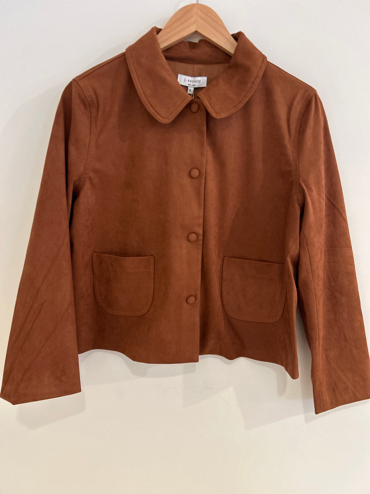 J Society Suede Cropped Swing Jacket Cognac