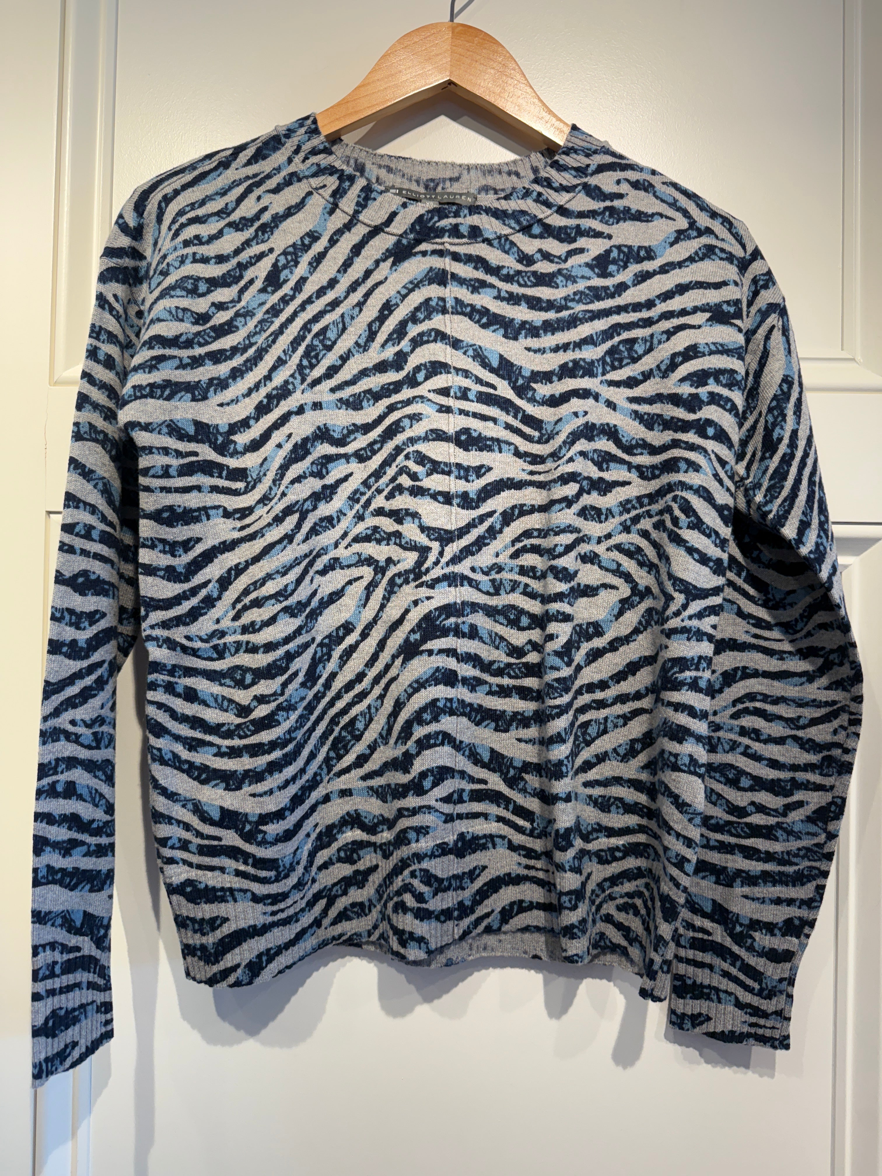 Elliott Lauren Tiger Print Sweater Navy/Grey