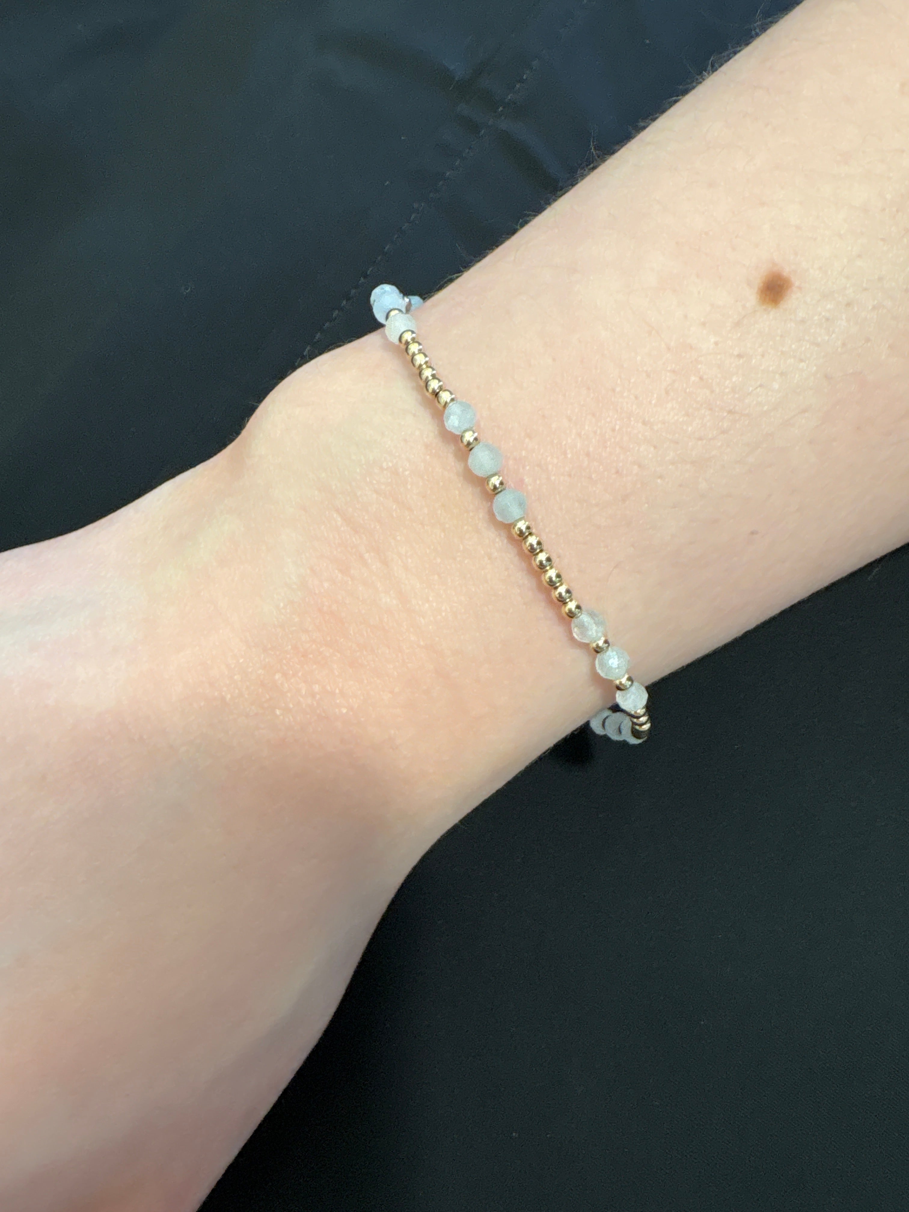 E Newton Gold Joy 3mm Aquamarine