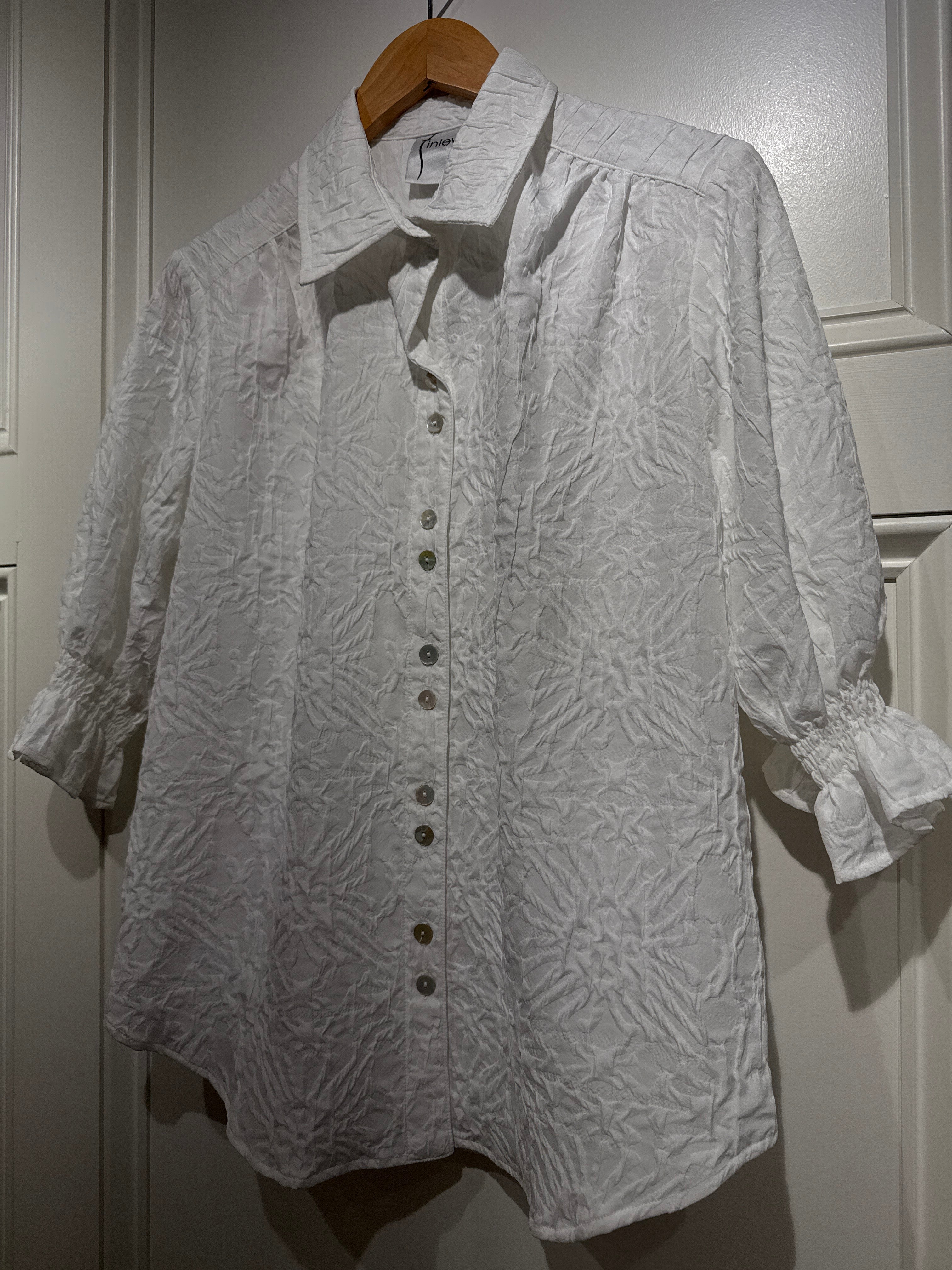 Finley Sirena Shirt Textured Jacquard White