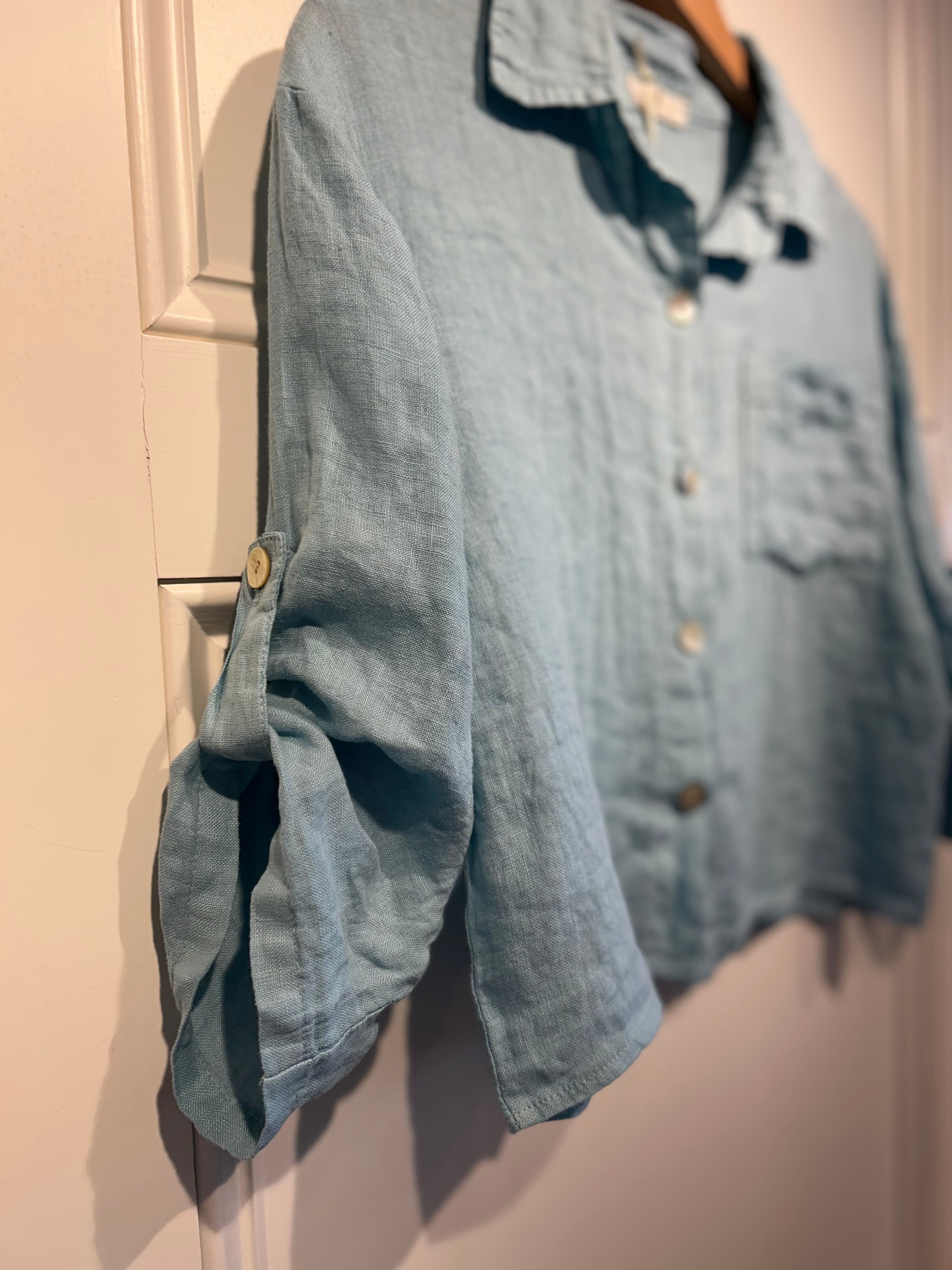 Milio Milano Linen Top Blue