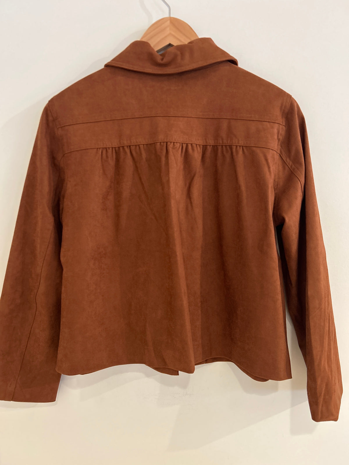 J Society Suede Cropped Swing Jacket Cognac