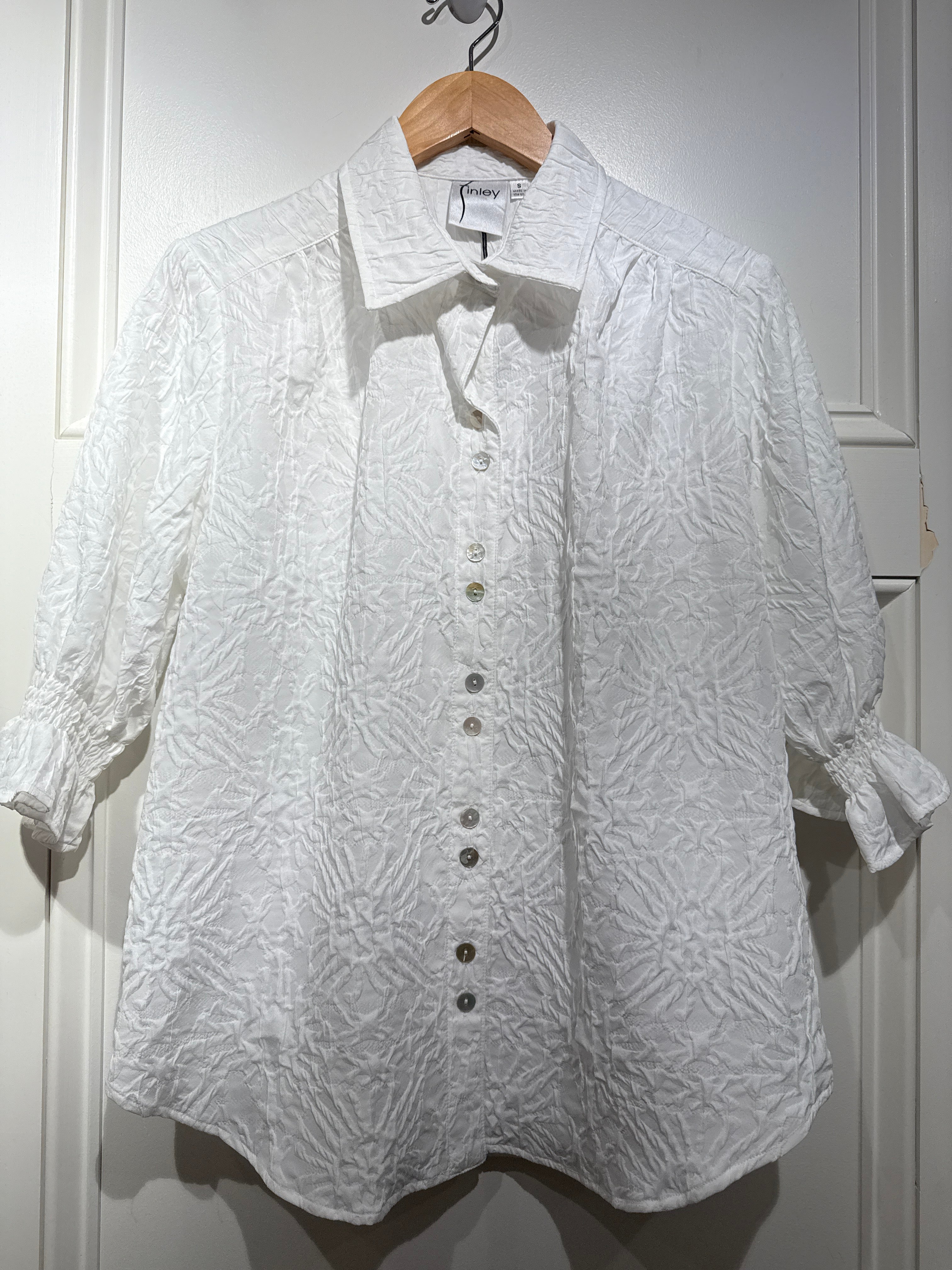 Finley Sirena Shirt Textured Jacquard White