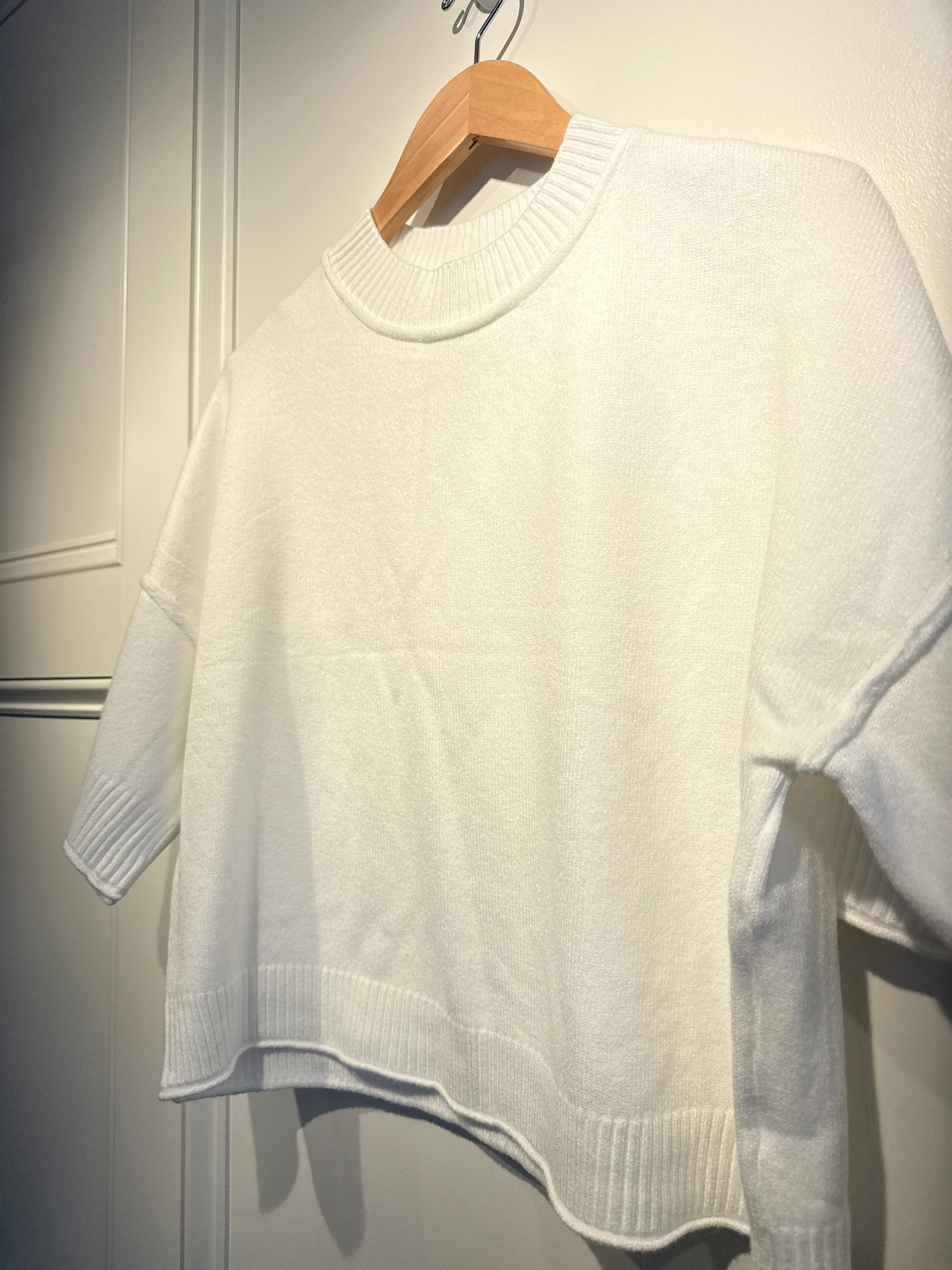 RR 3/4 Sleeve Sweater White