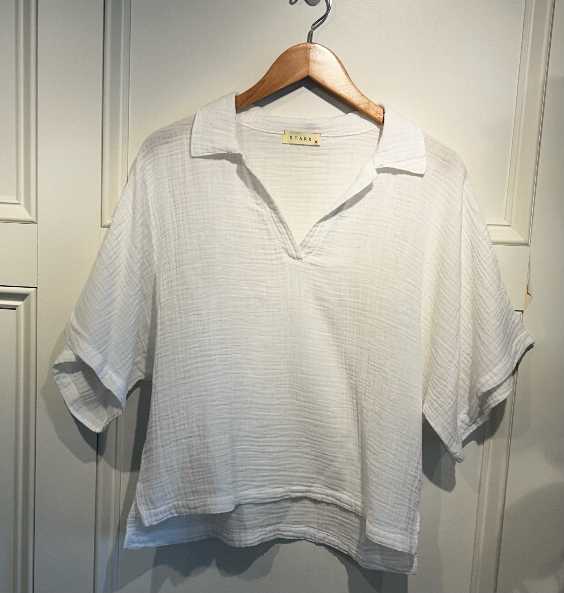 Stark X Collared Swing Gauze Top