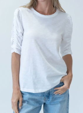 J Society Ruched Sleeve Tee White