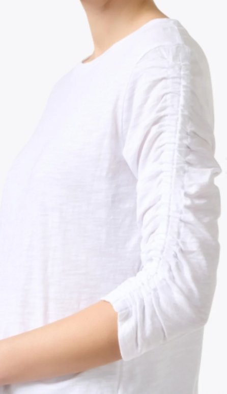 J Society Ruched Sleeve Tee White