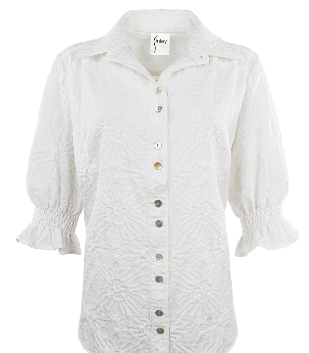 Finley Sirena Shirt Textured Jacquard White