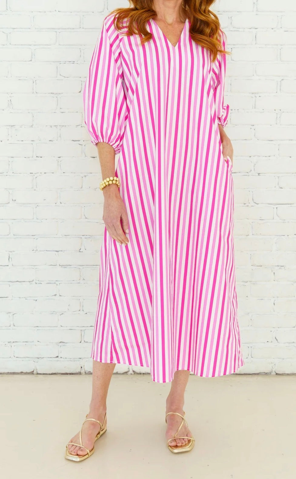 Caryn Lawn Coco Beach Dress Red & Pink Stripe