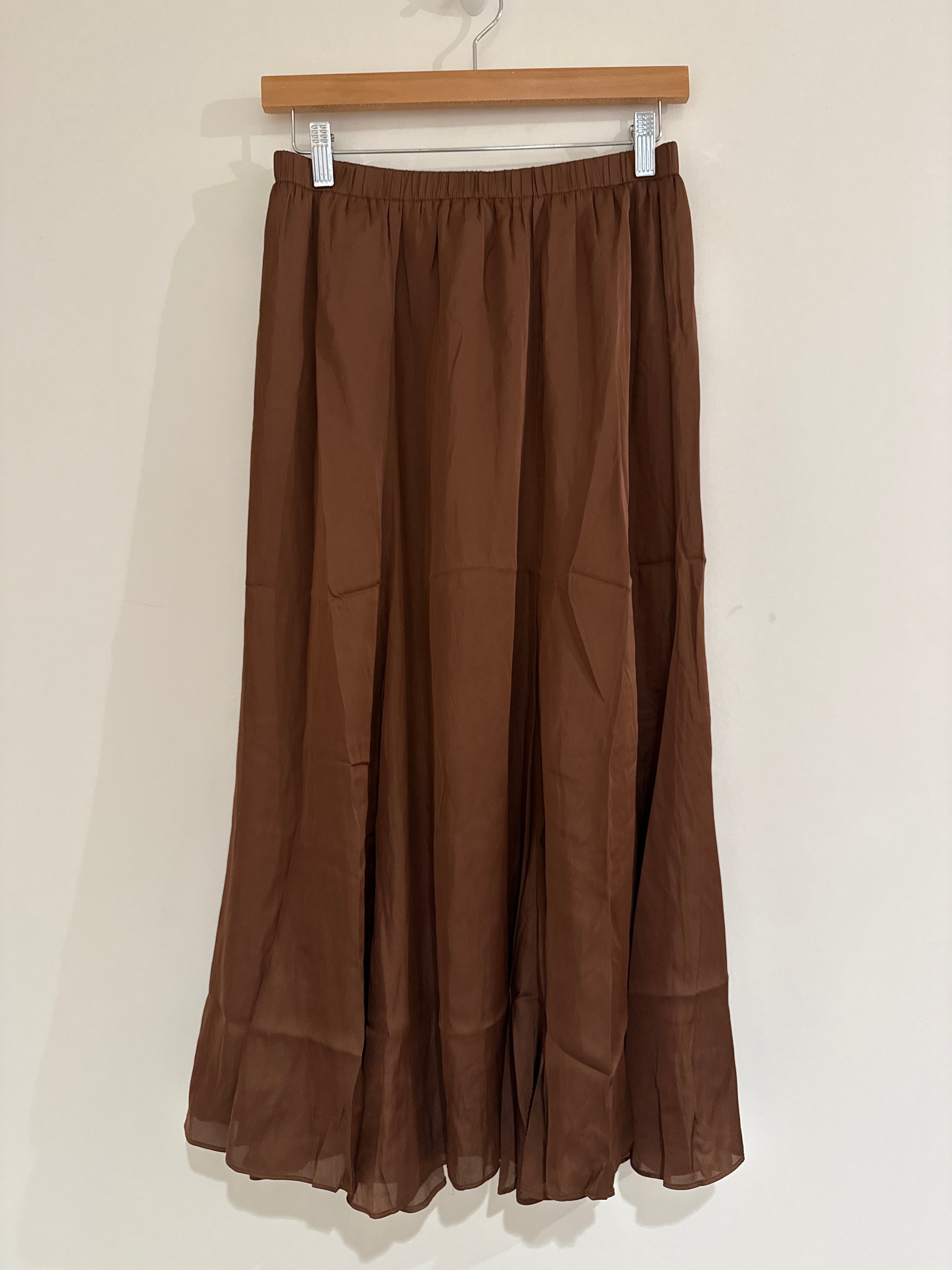 RR Satin Midi Skirt Chocolate