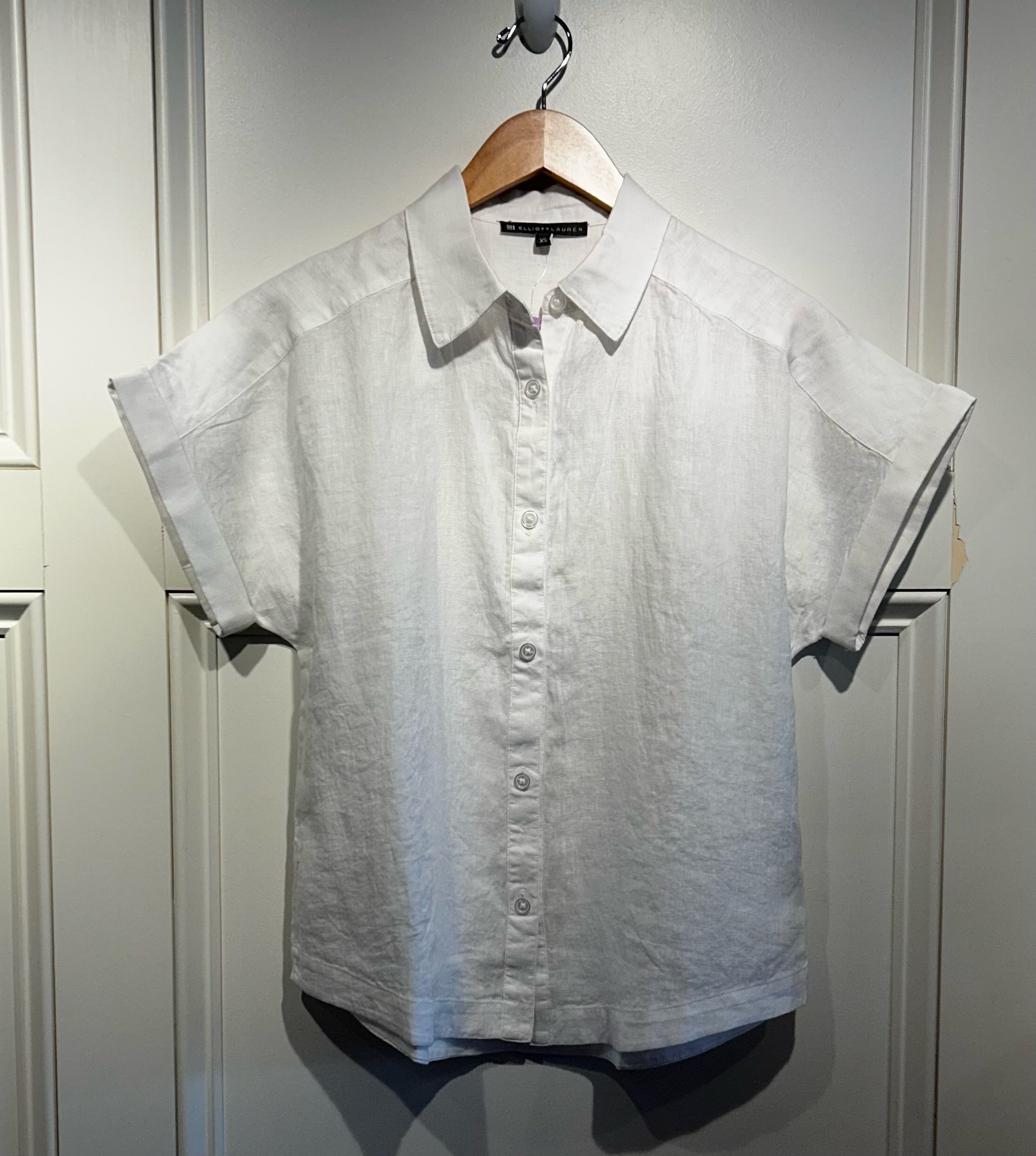 Elliott Lauren White Linen Camp Shirt