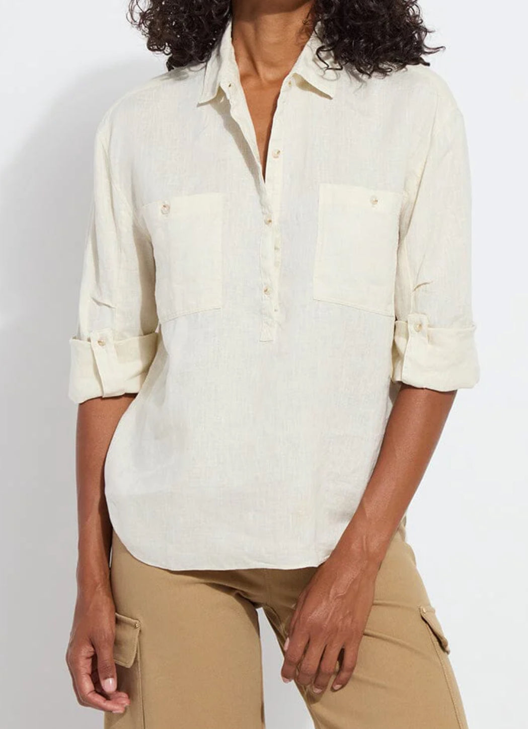 Lysse Rose Roll Tab Utility Shirt