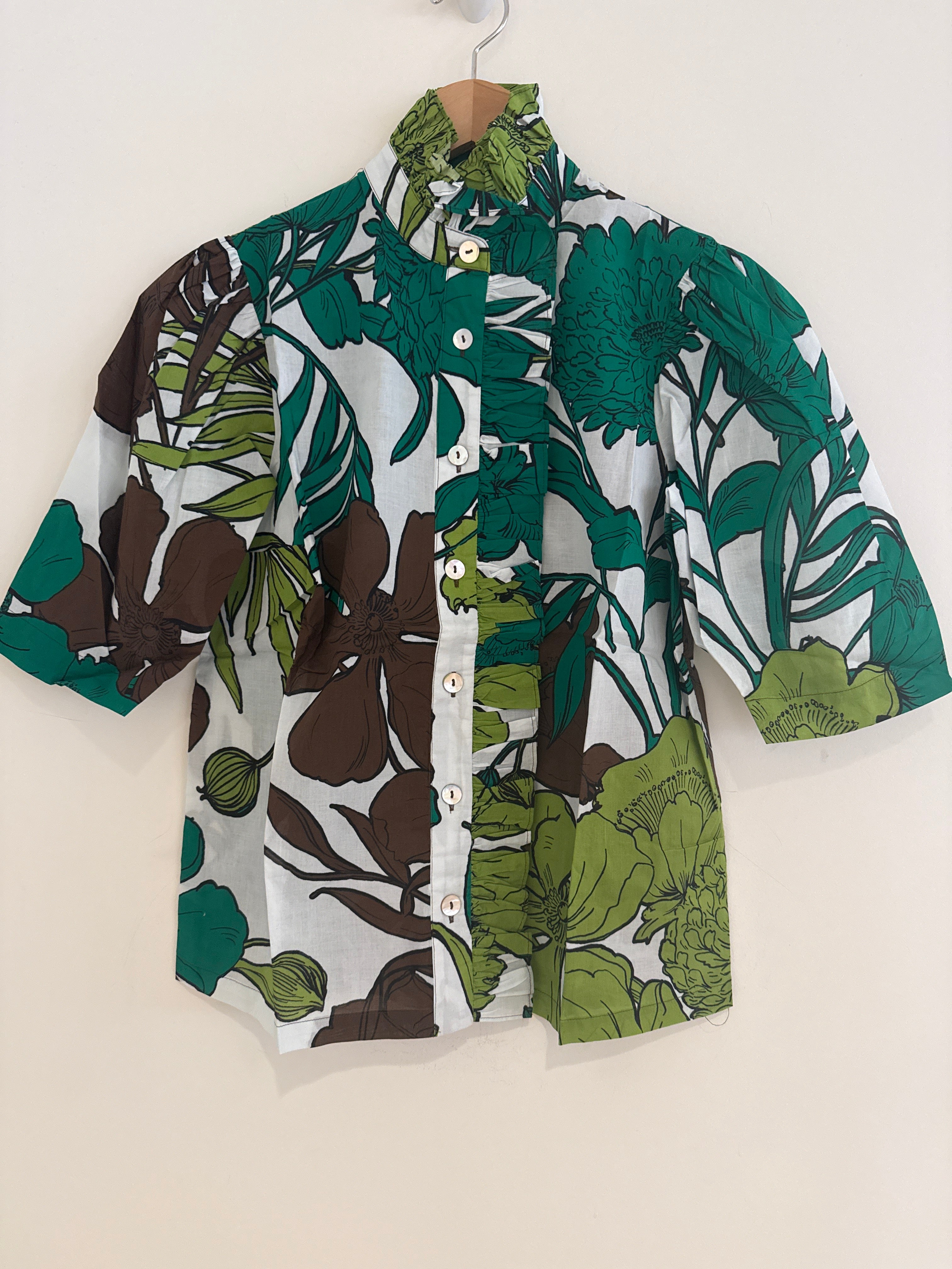 Hope For Flowers Ruffle Front Top Tropical Floral