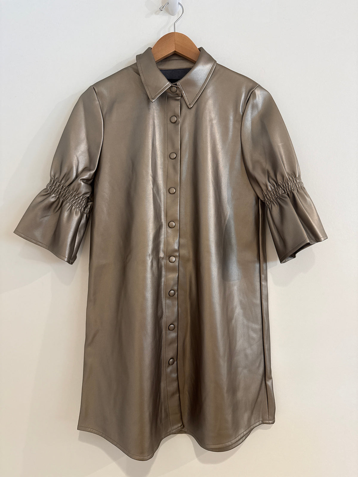 Dolce Cabo Leather Metallic Dress Antique Gold