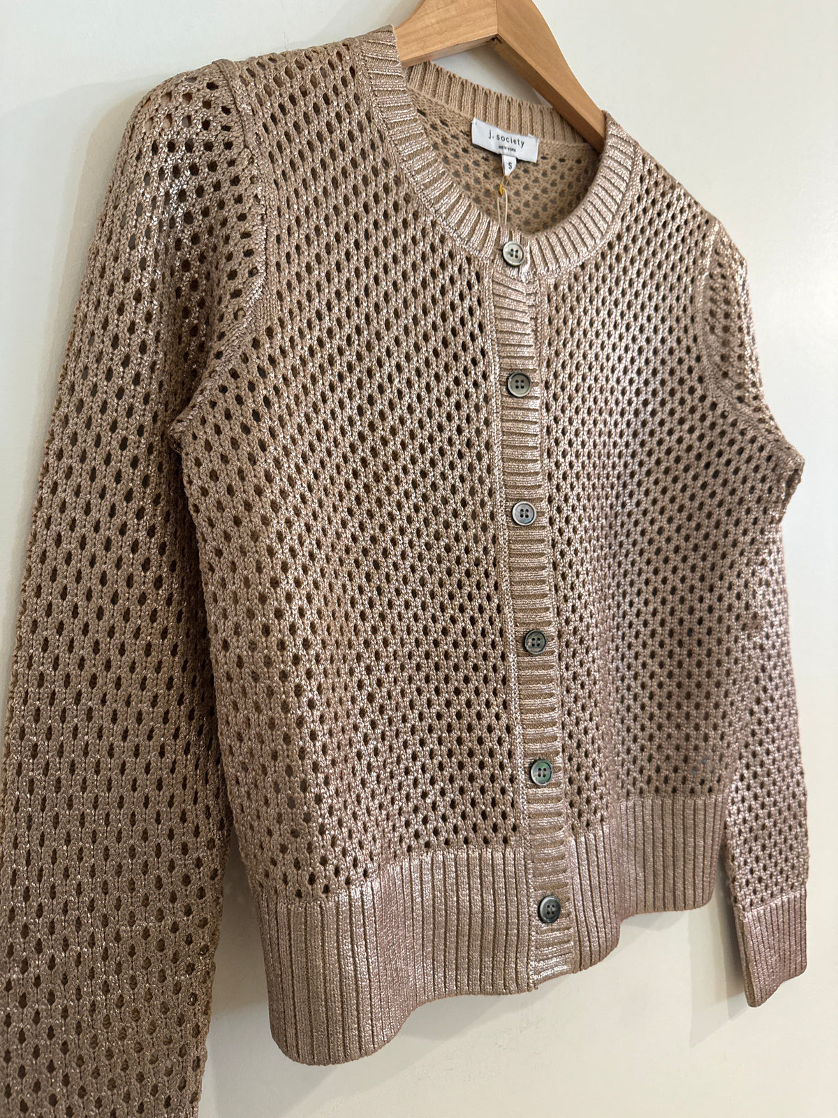 J Society Open Stitch Cardigan Champagne