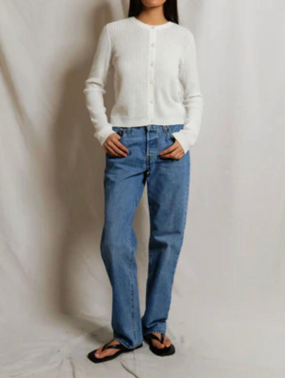 Perfect White Tee Ada Pointelle Cardigan White