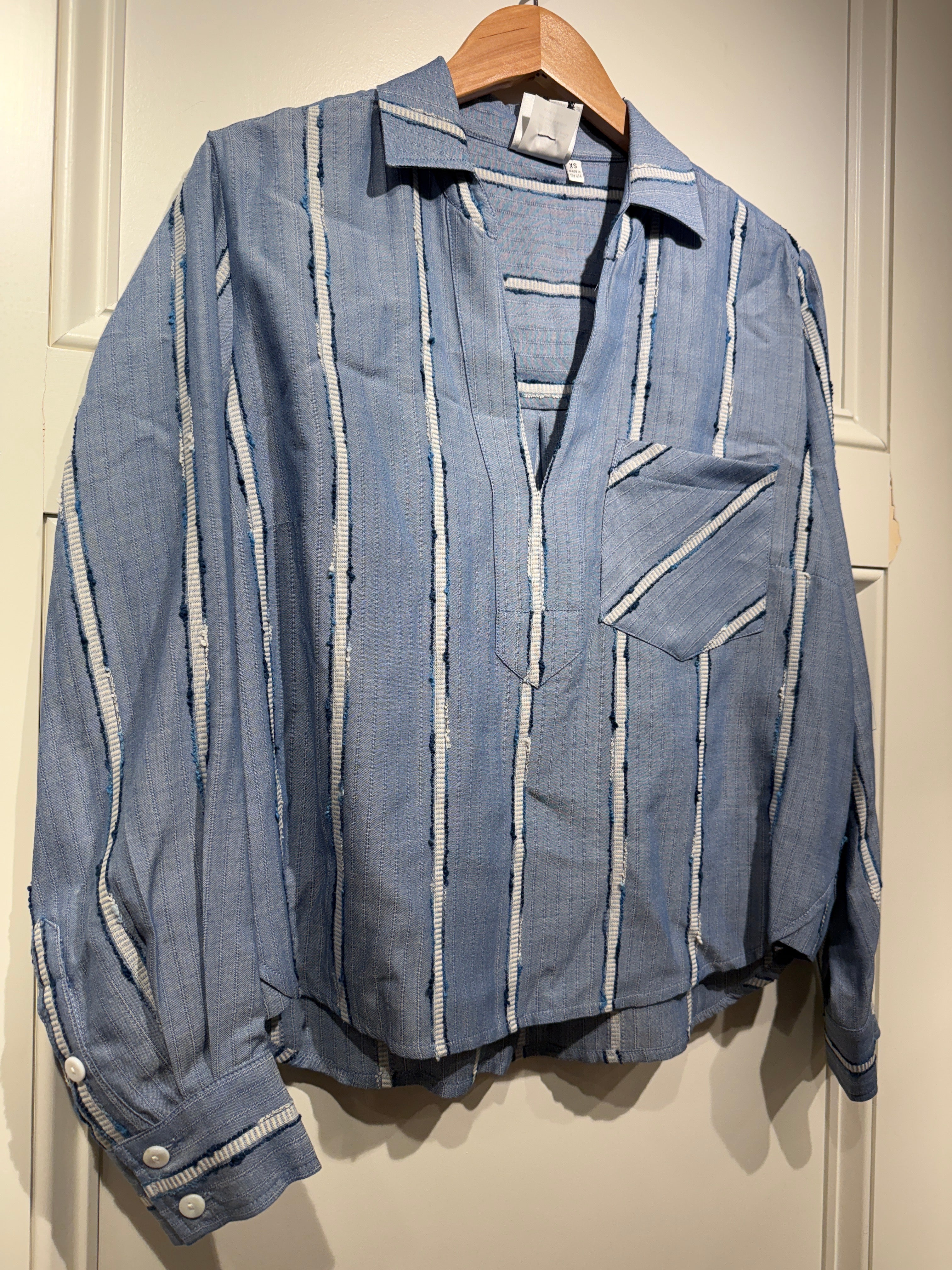 Finley Joni Popover Top Ethnic Stripe