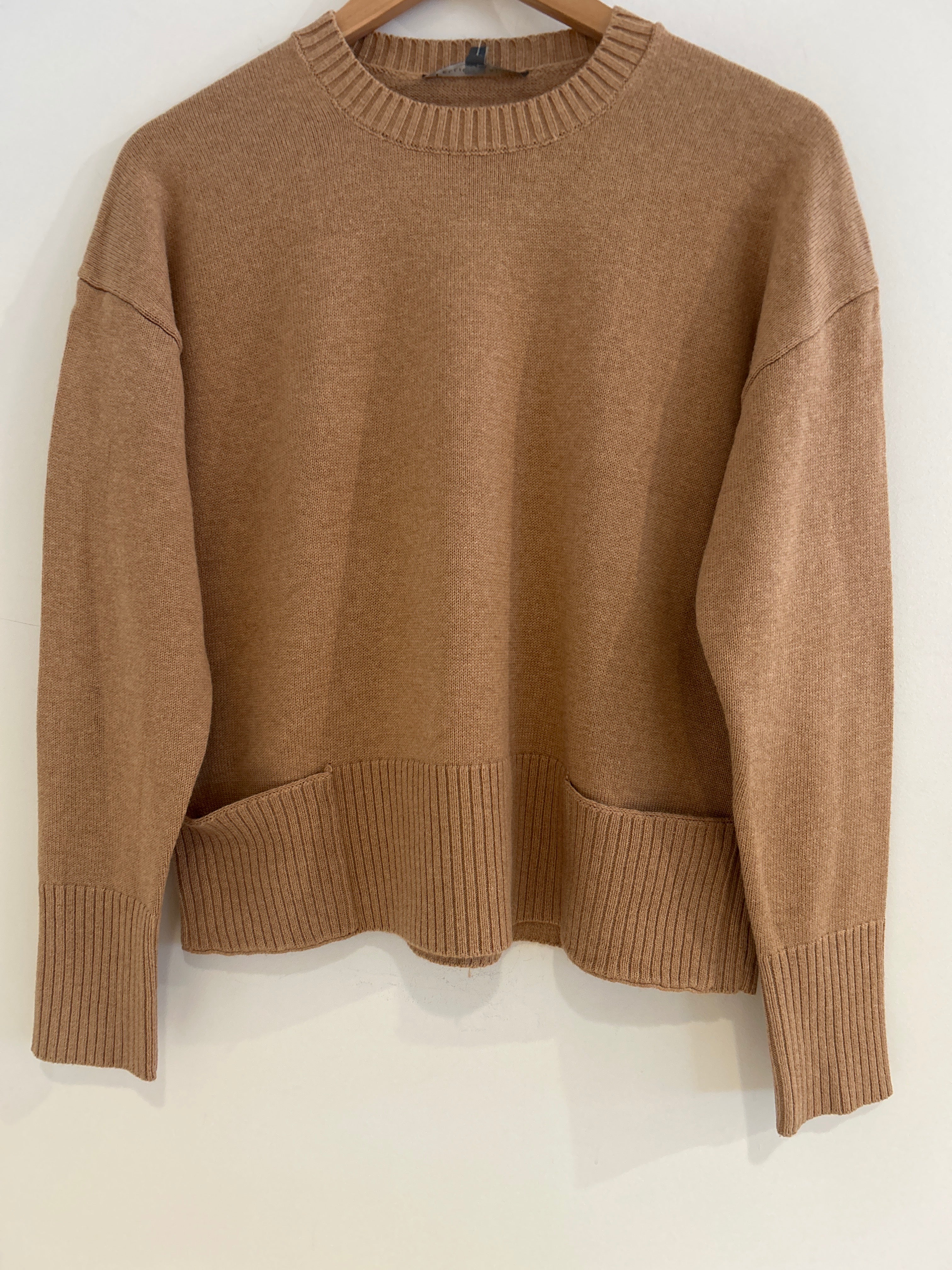 Elliott Lauren Boxy Cotton Cashmere Pocket Sweater