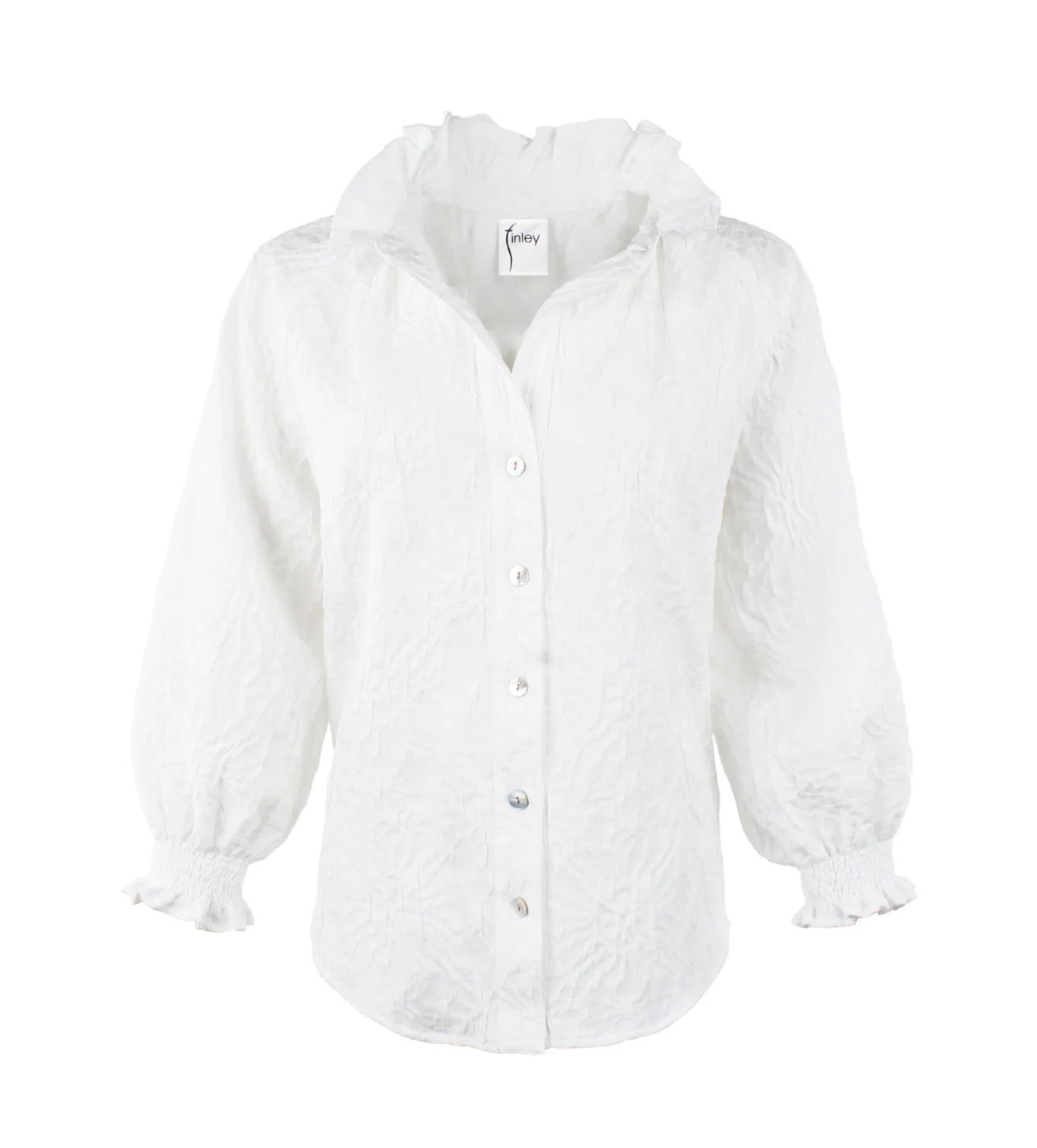 Finley Fiona Top Textured White Jacquard