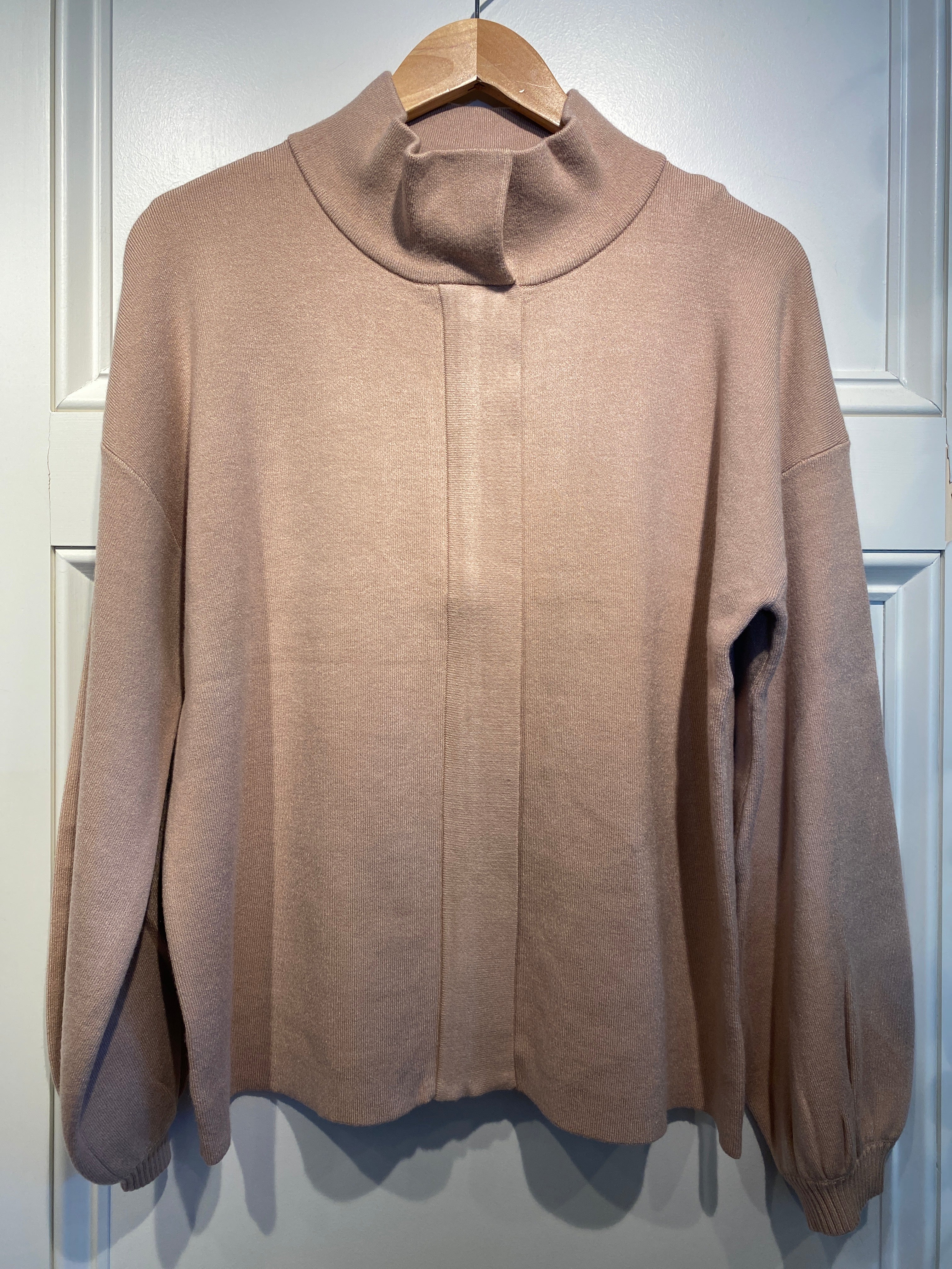 Fame Zip Mock Neck Sweater Taupe