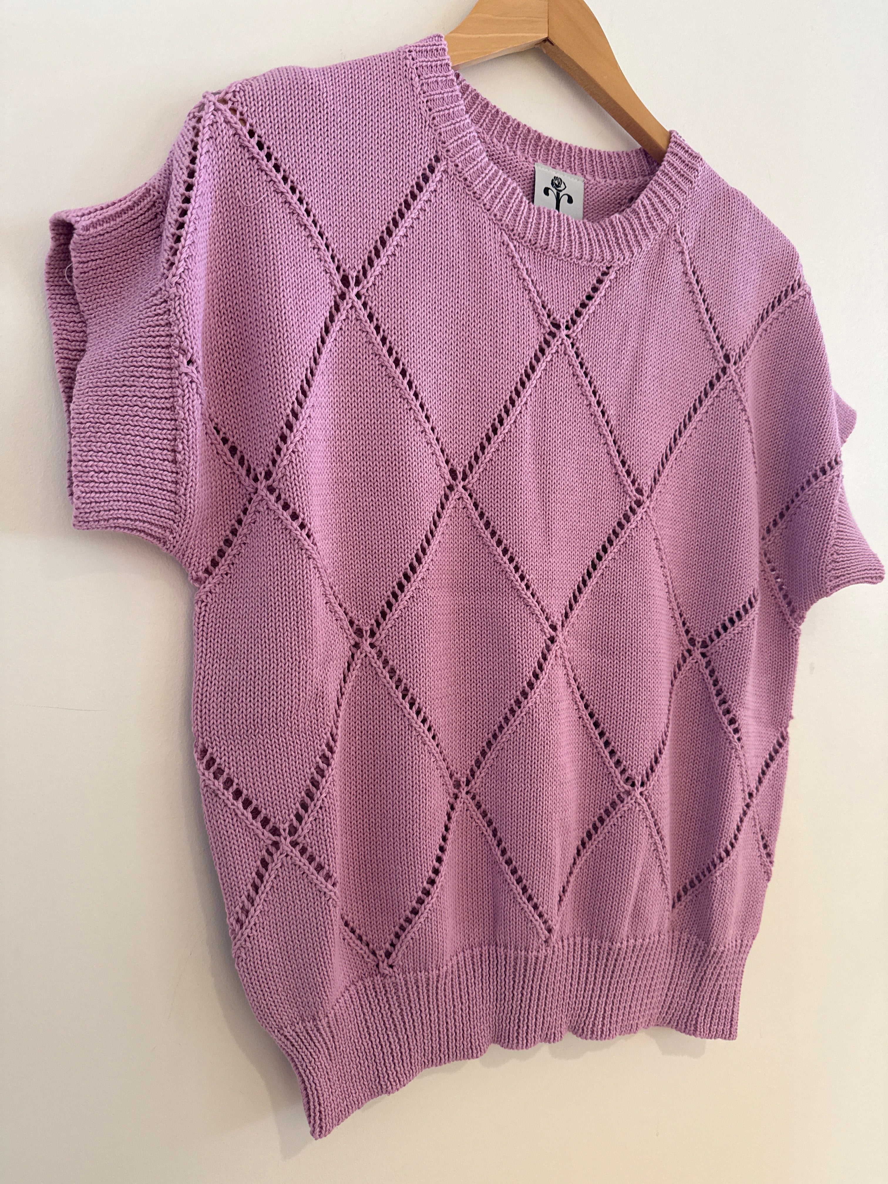 Rain + Rose Diamond Weave Sweater Lavender