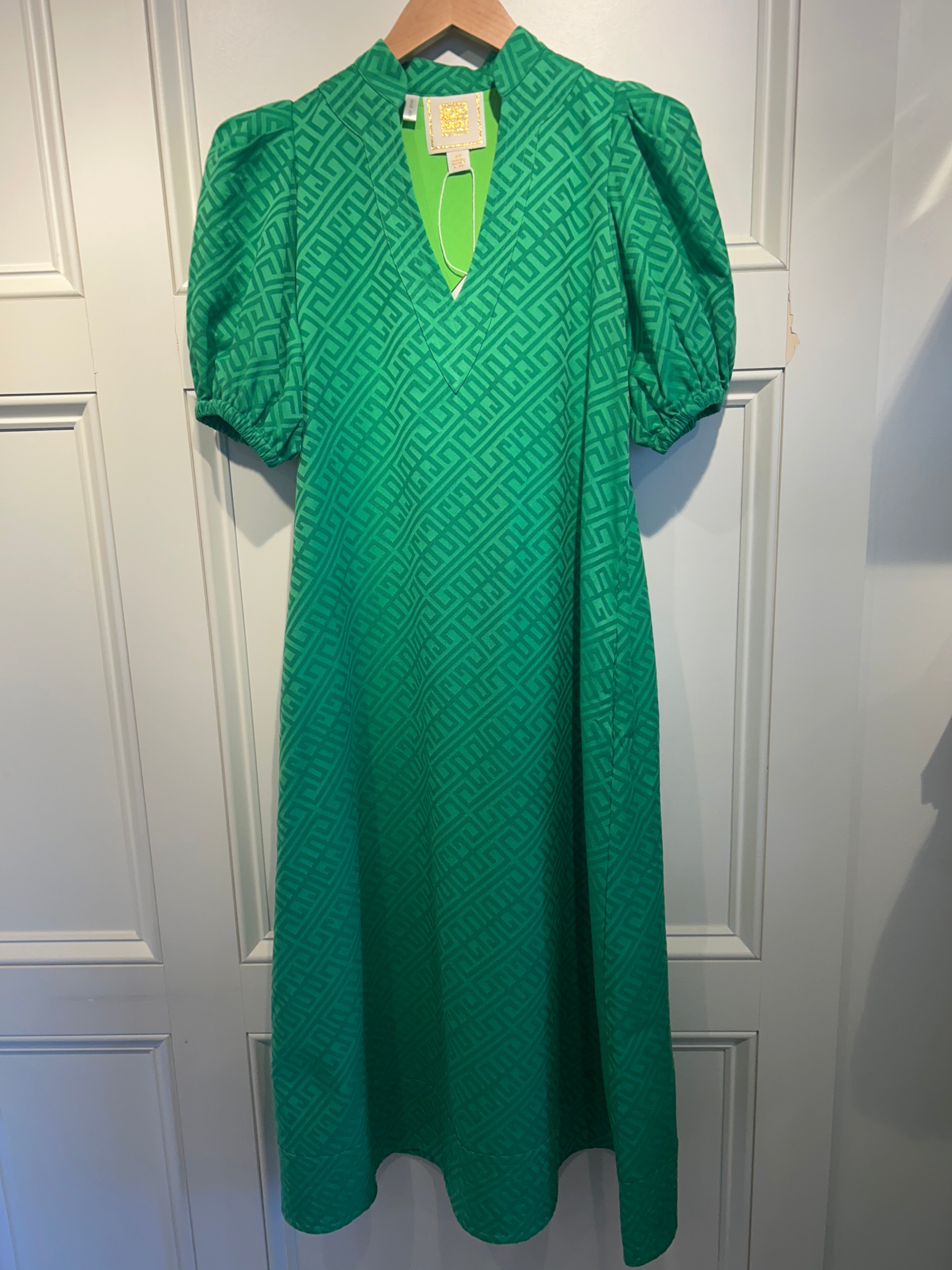 Emily McCarthy Hampton Midi Dress Fairway Green Monogram