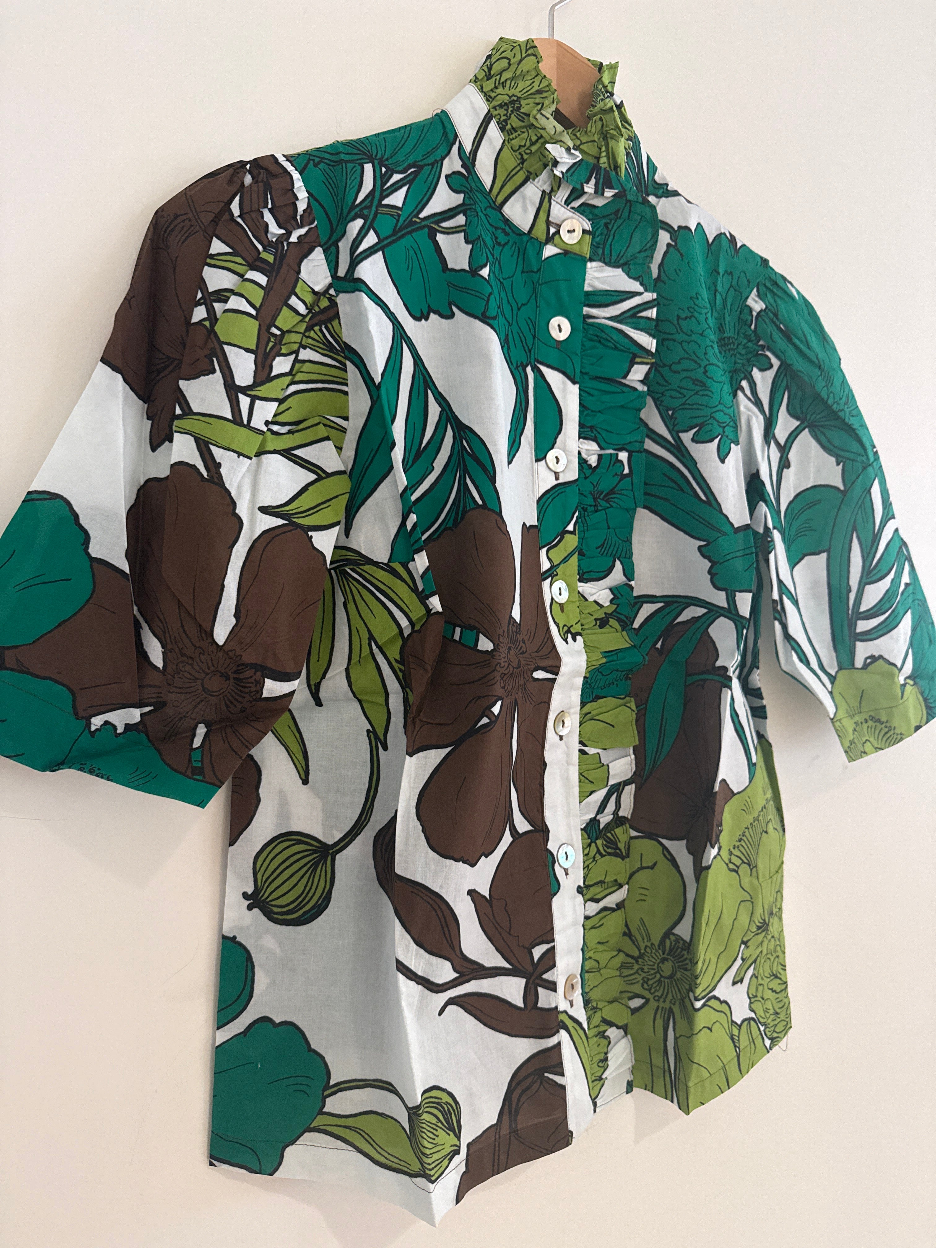 Hope For Flowers Ruffle Front Top Tropical Floral