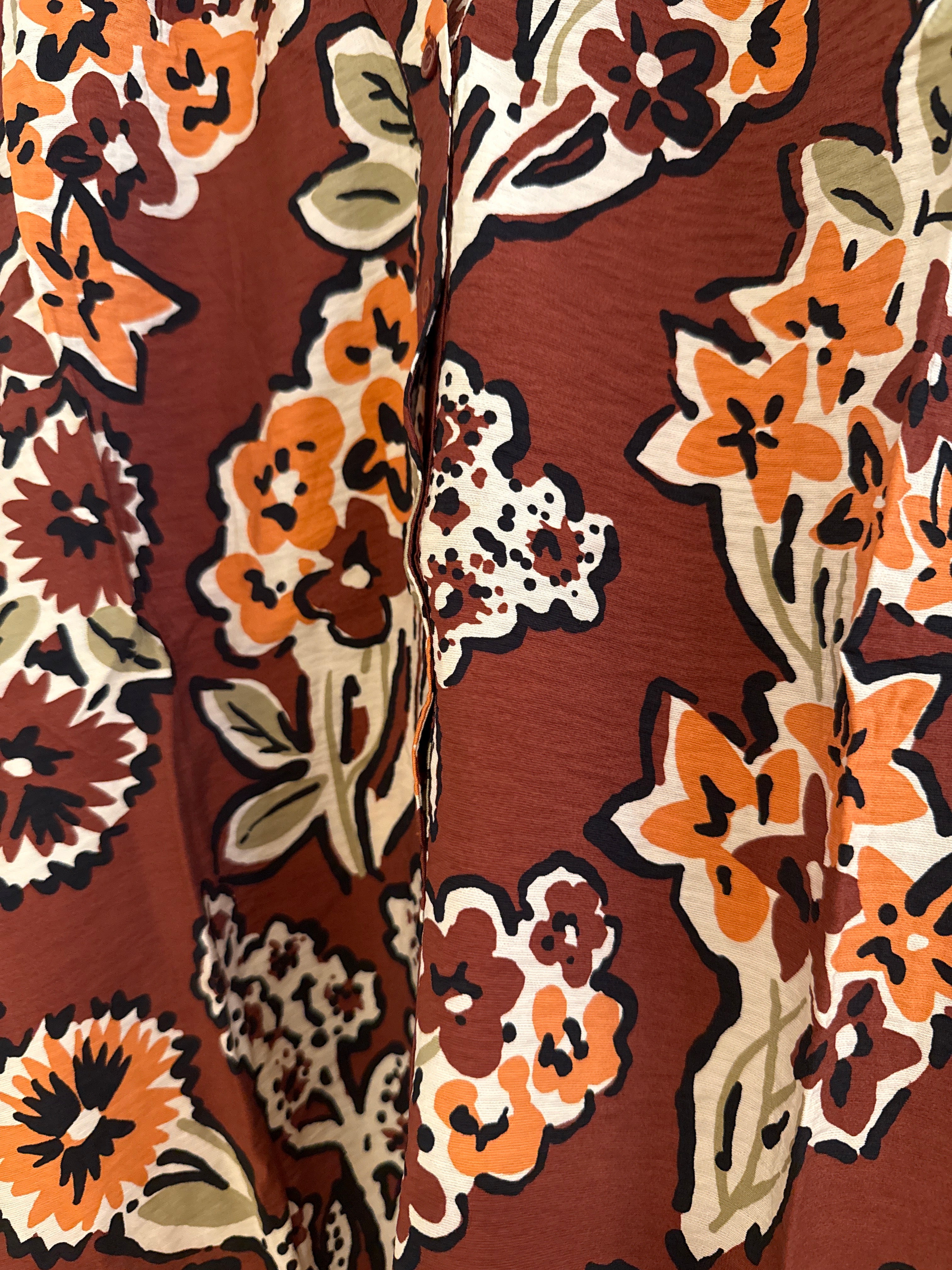 Compania Fantastica V Neck Top Brown Floral