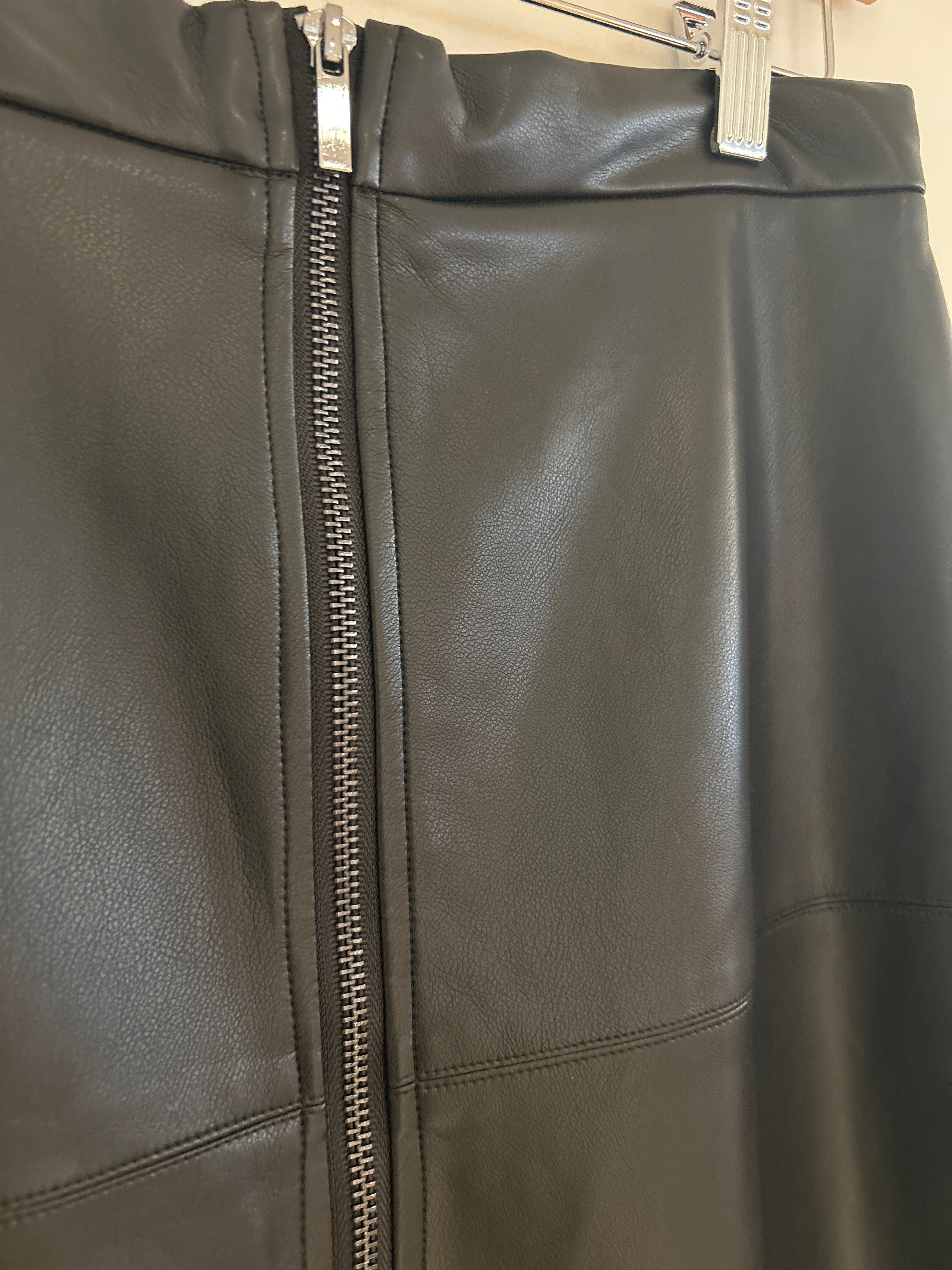 Elliott Lauren Faux Lambskin Zip Front Skirt