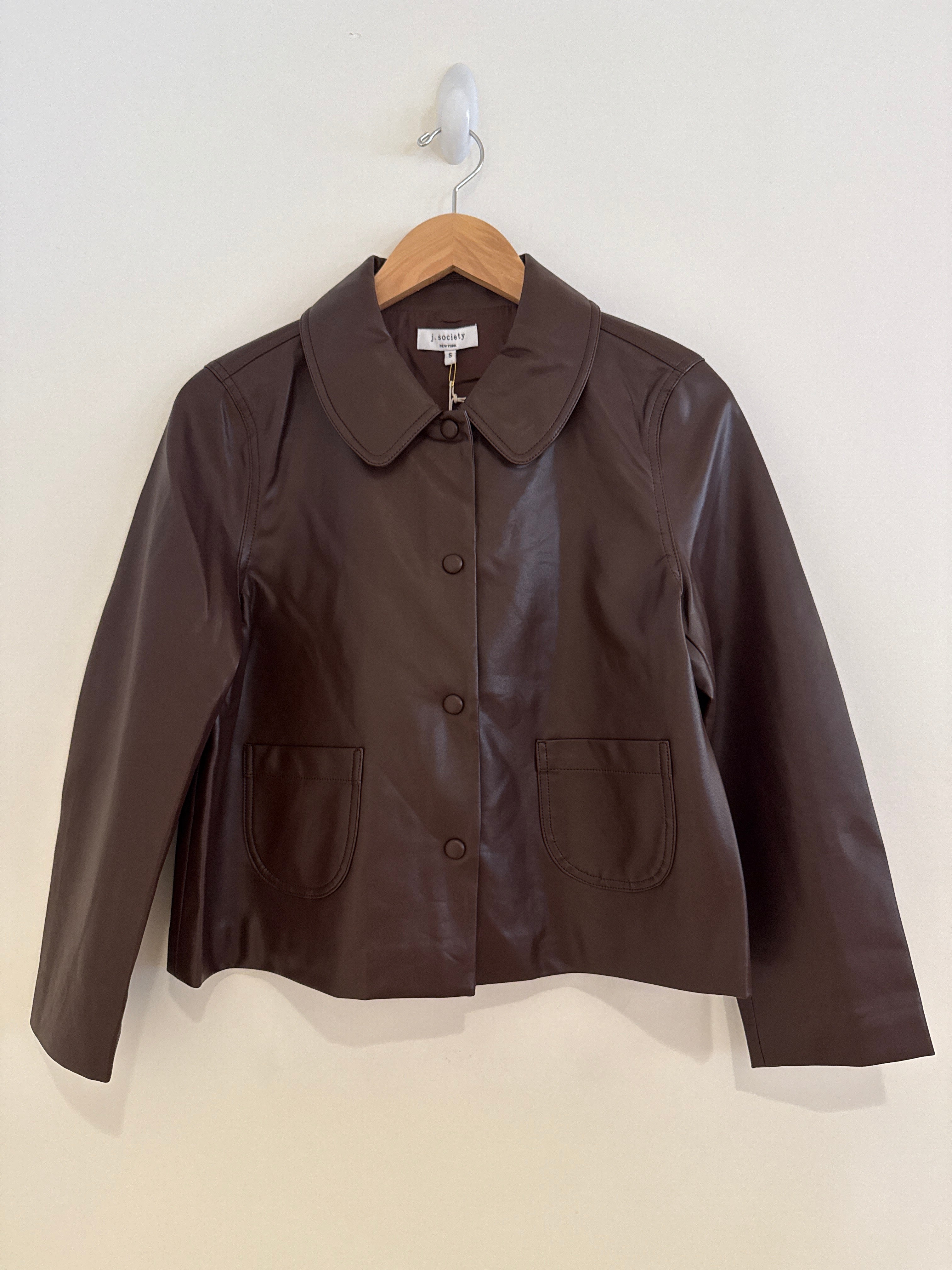 J Society Faux Leather Blazer Top