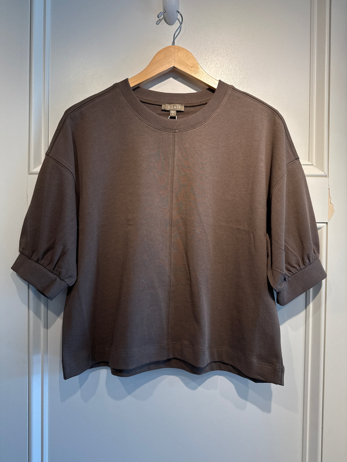 Lilla P Half Sleeve Ribbed Trim Sweatshirt Shiitake