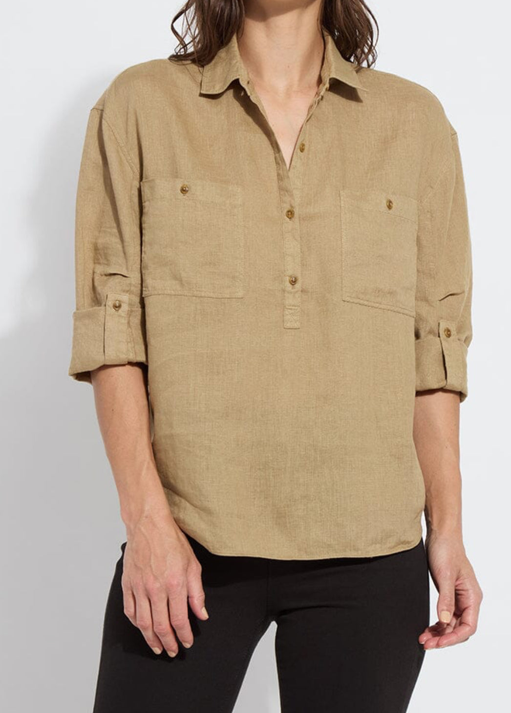 Lysse Rose Roll Tab Utility Shirt