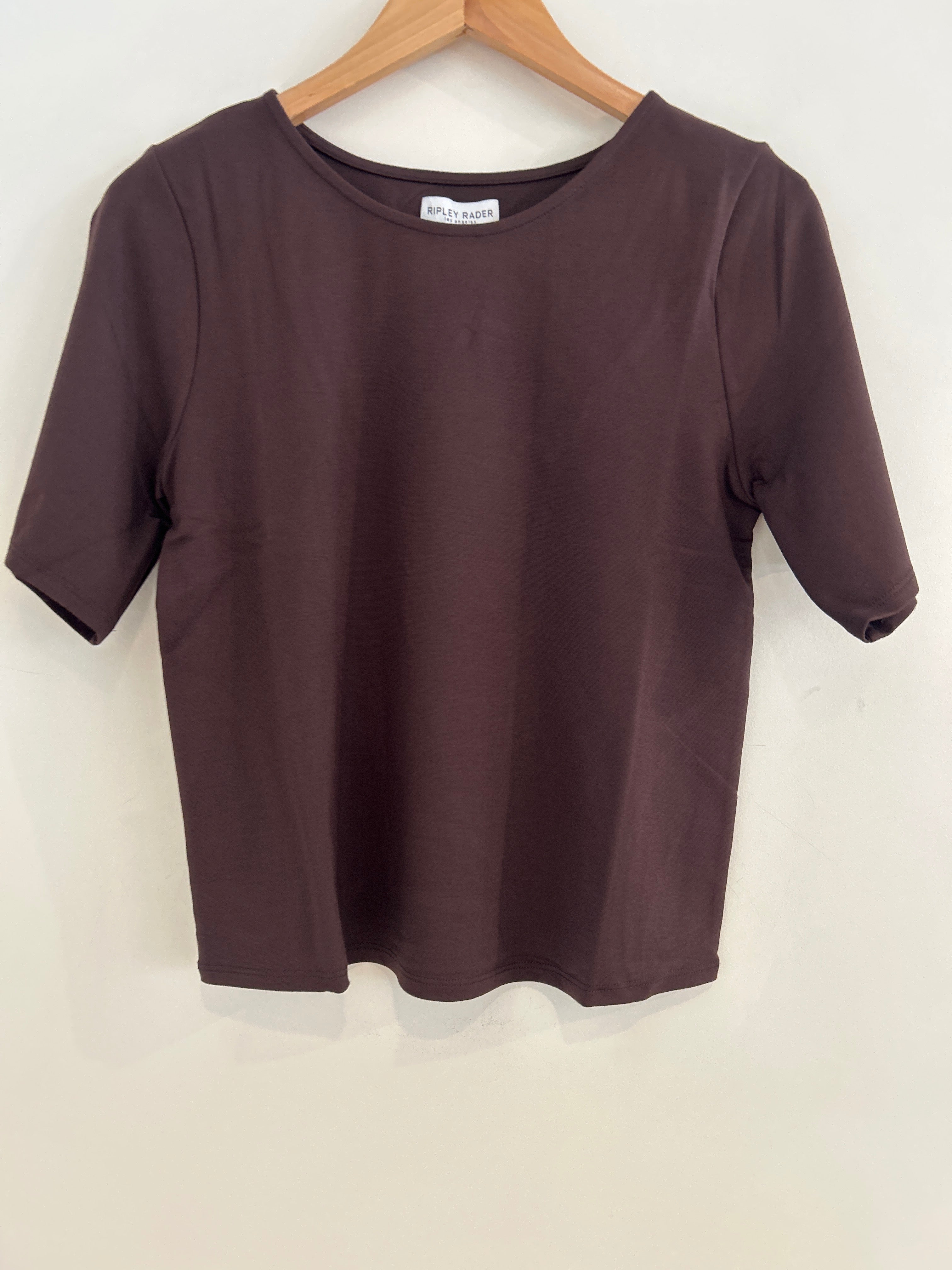 Ripley Rader Extended Length Short Sleeve Ponte Top Chocolate