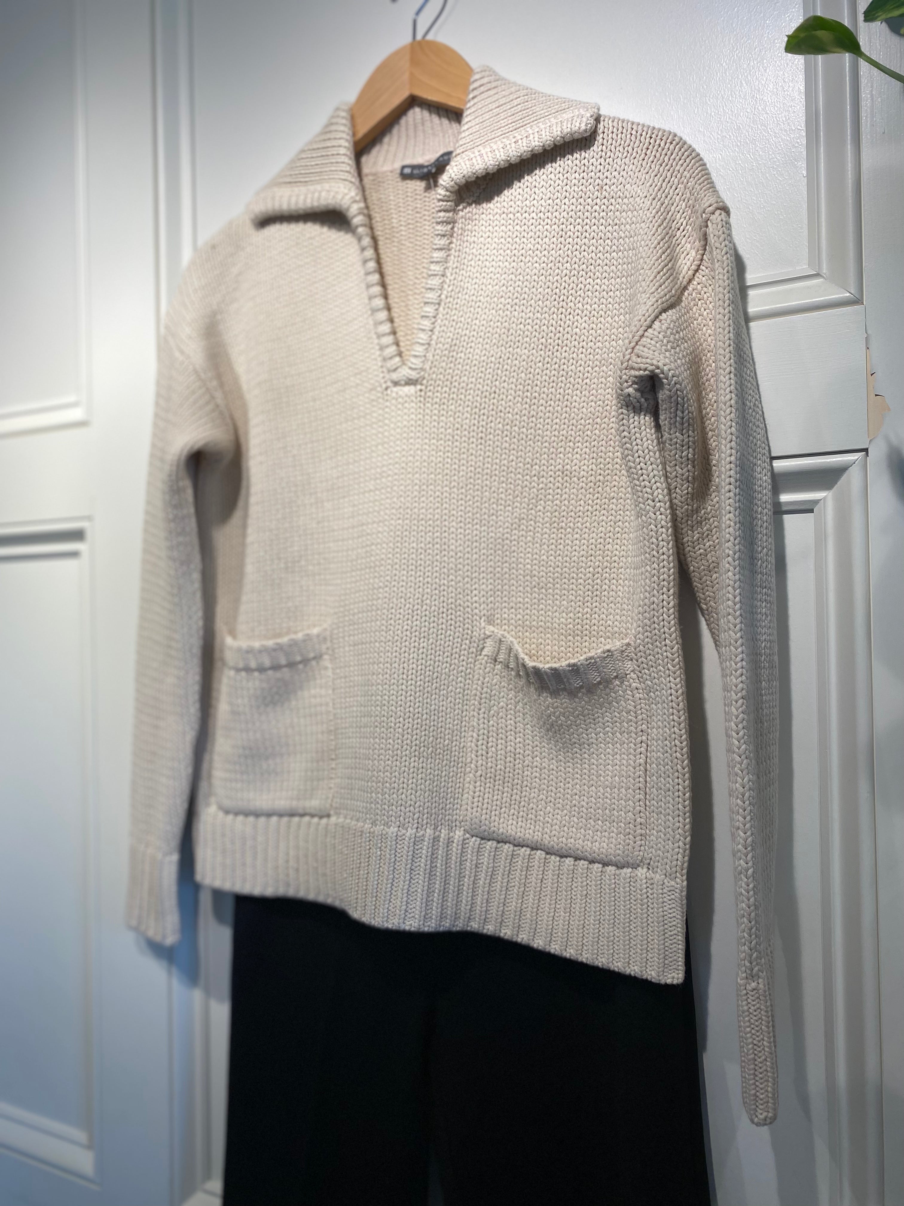 Elliott Lauren Chunky Polo Cream Sweater