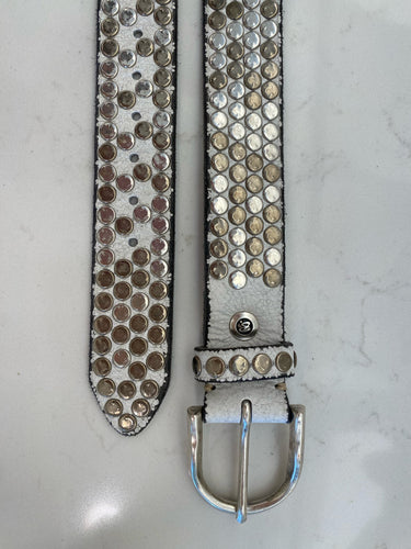 White Stud Leather Belt