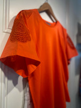 Load image into Gallery viewer, Elliott Lauren Embroidered Cutout Orange Tee