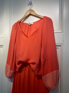 Red Haute Coral Gauze Top