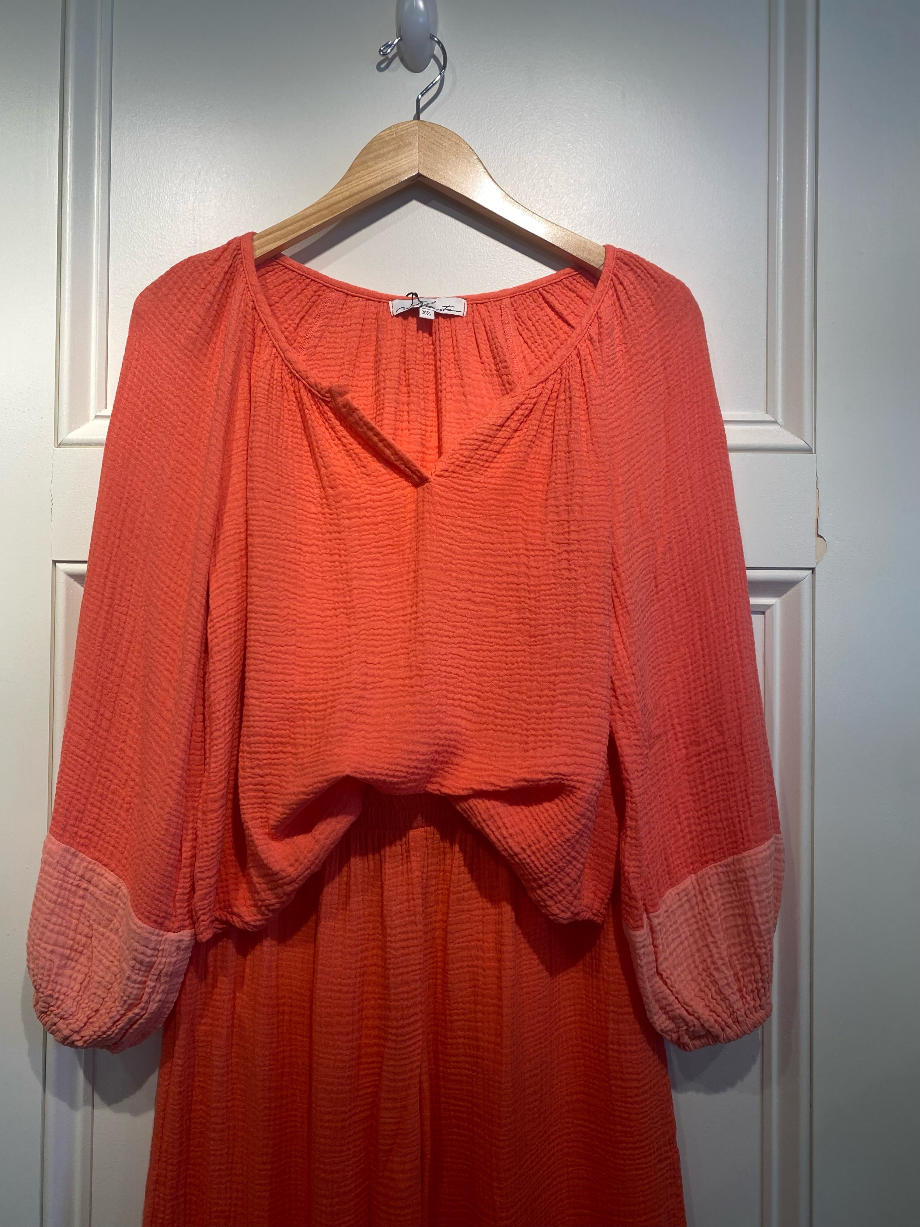 Red Haute Coral Gauze Top