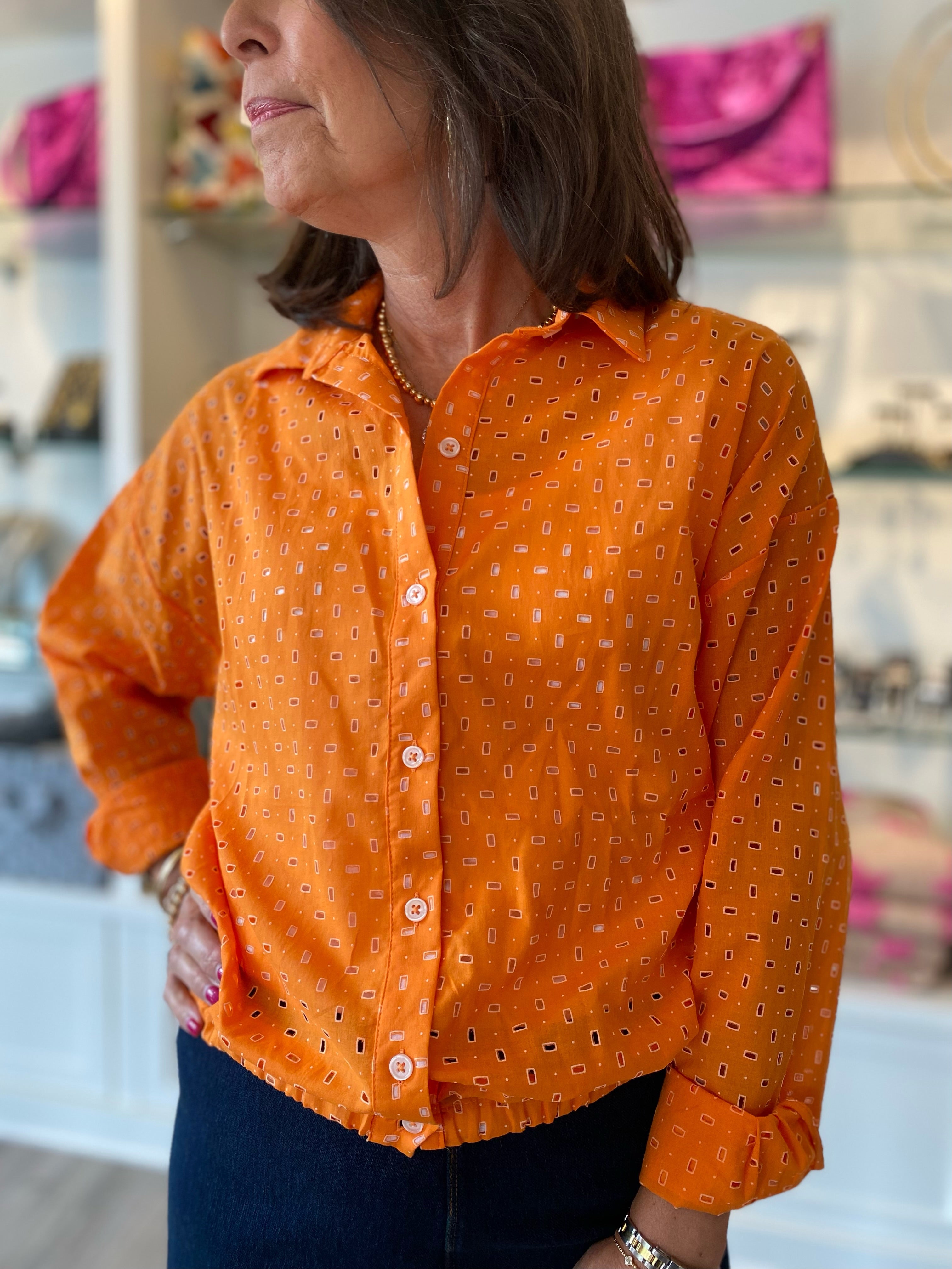 Lola & Sophie Orange Eyelet Top