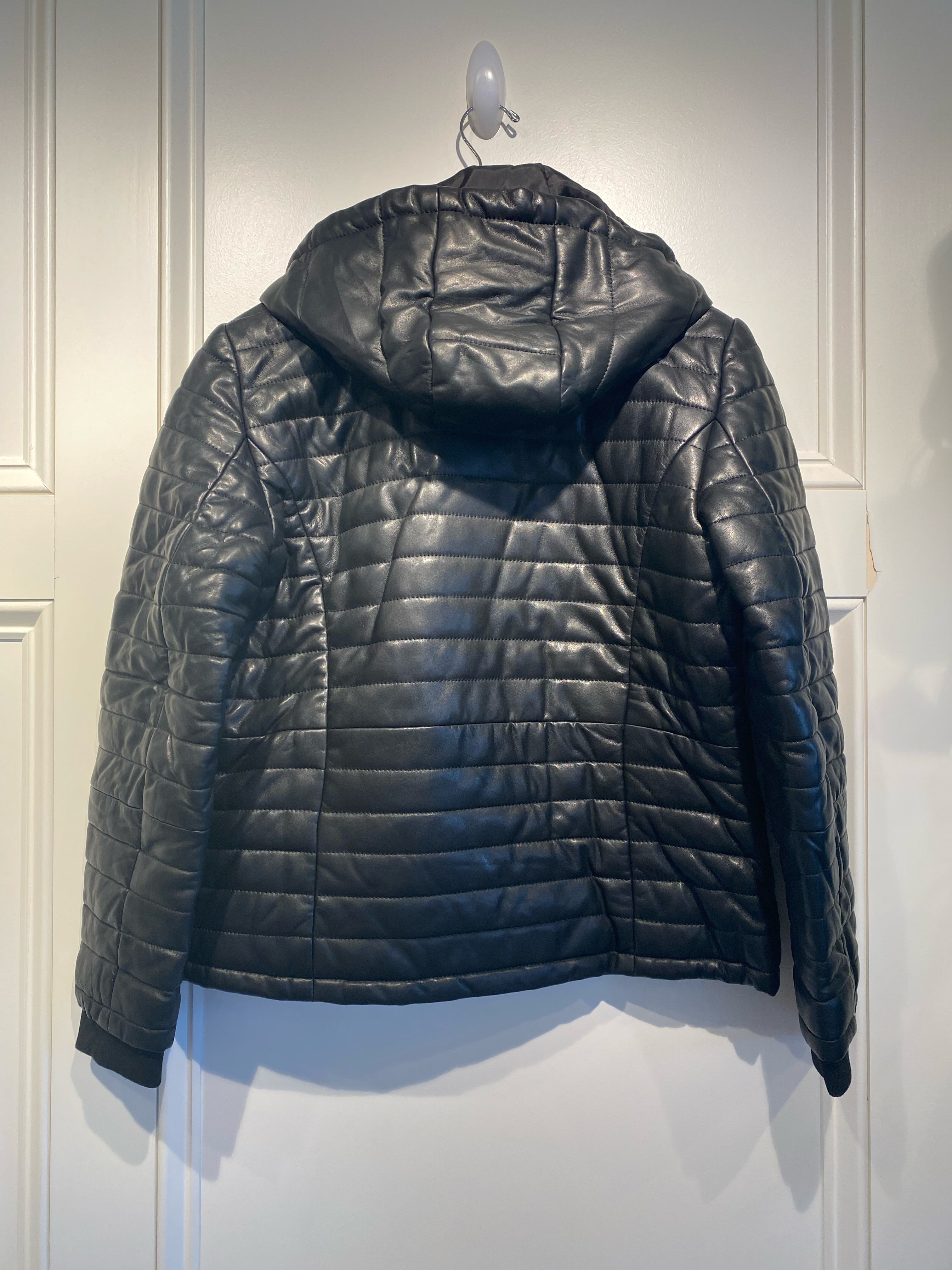 Uptown Lambskin Leather Puffer Jacket