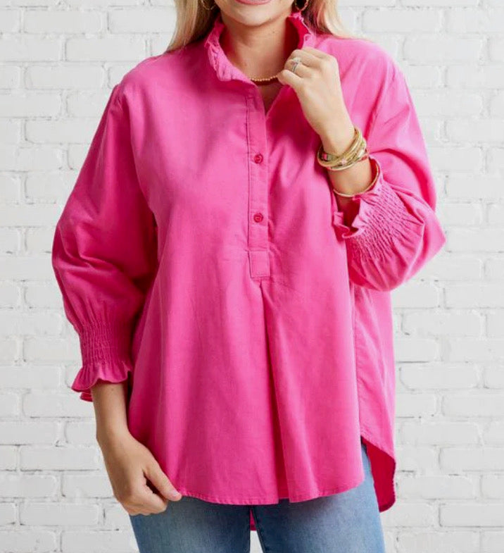 Caryn Lawn Kimberly Corduroy Top Pink