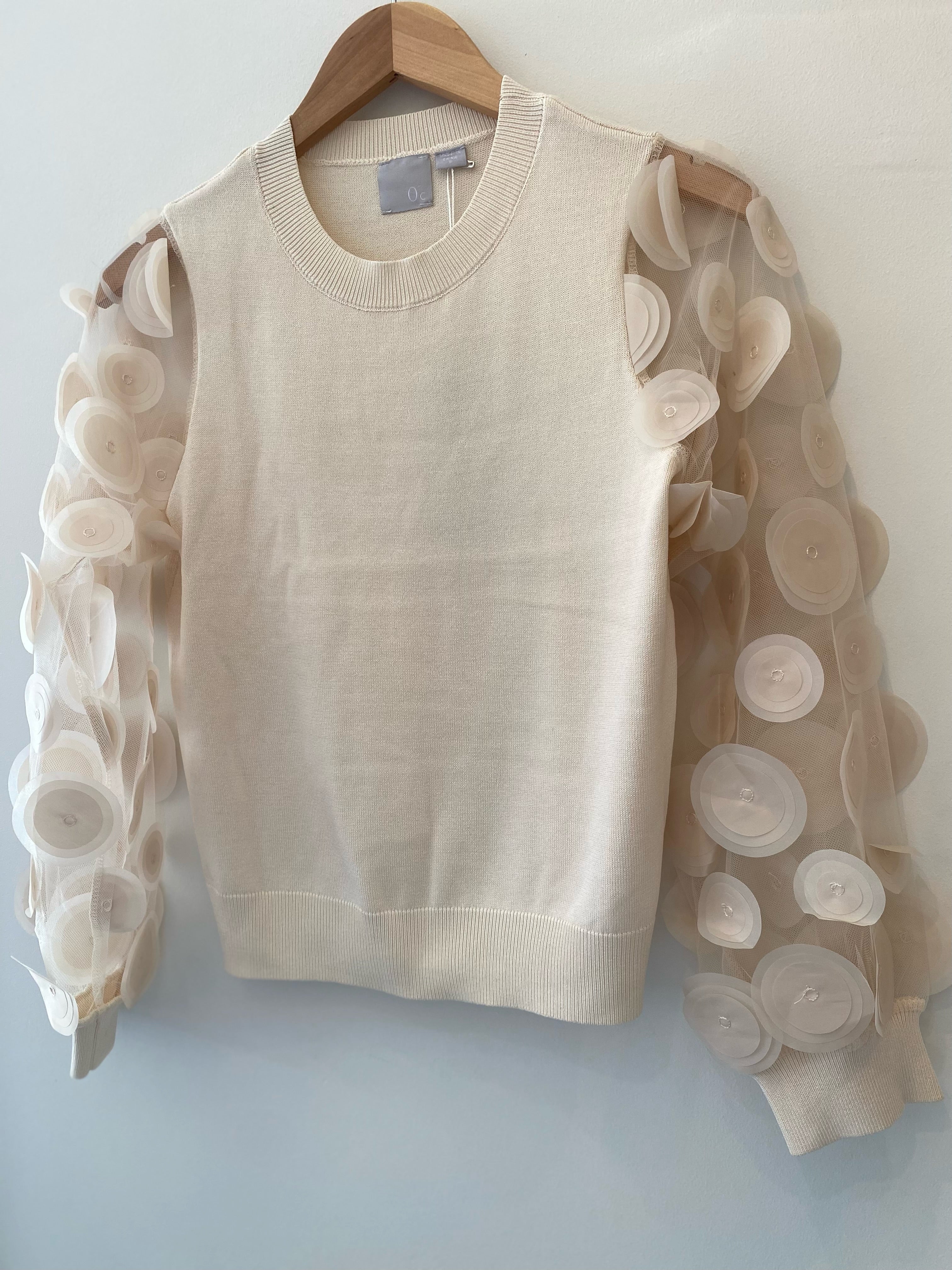 Zero Degrees Cream Embellished Sleeve Sweater