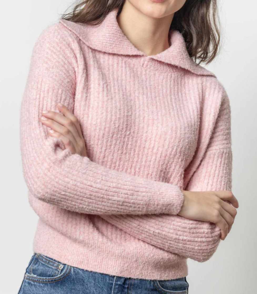 Lilla P Split Collar Sweater Peony