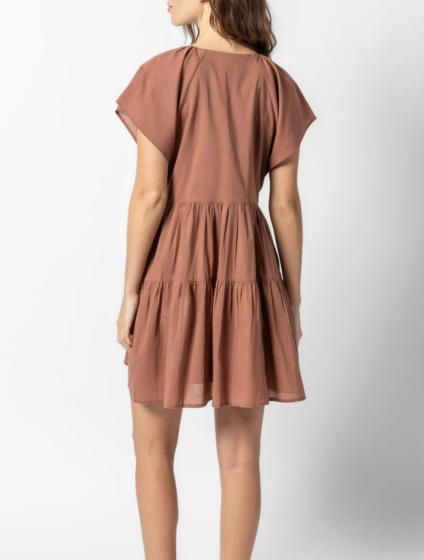 Lilla P Flutter Sleeve Tiered Dress