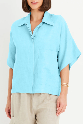 Planet Aqua Linen Camp Shirt